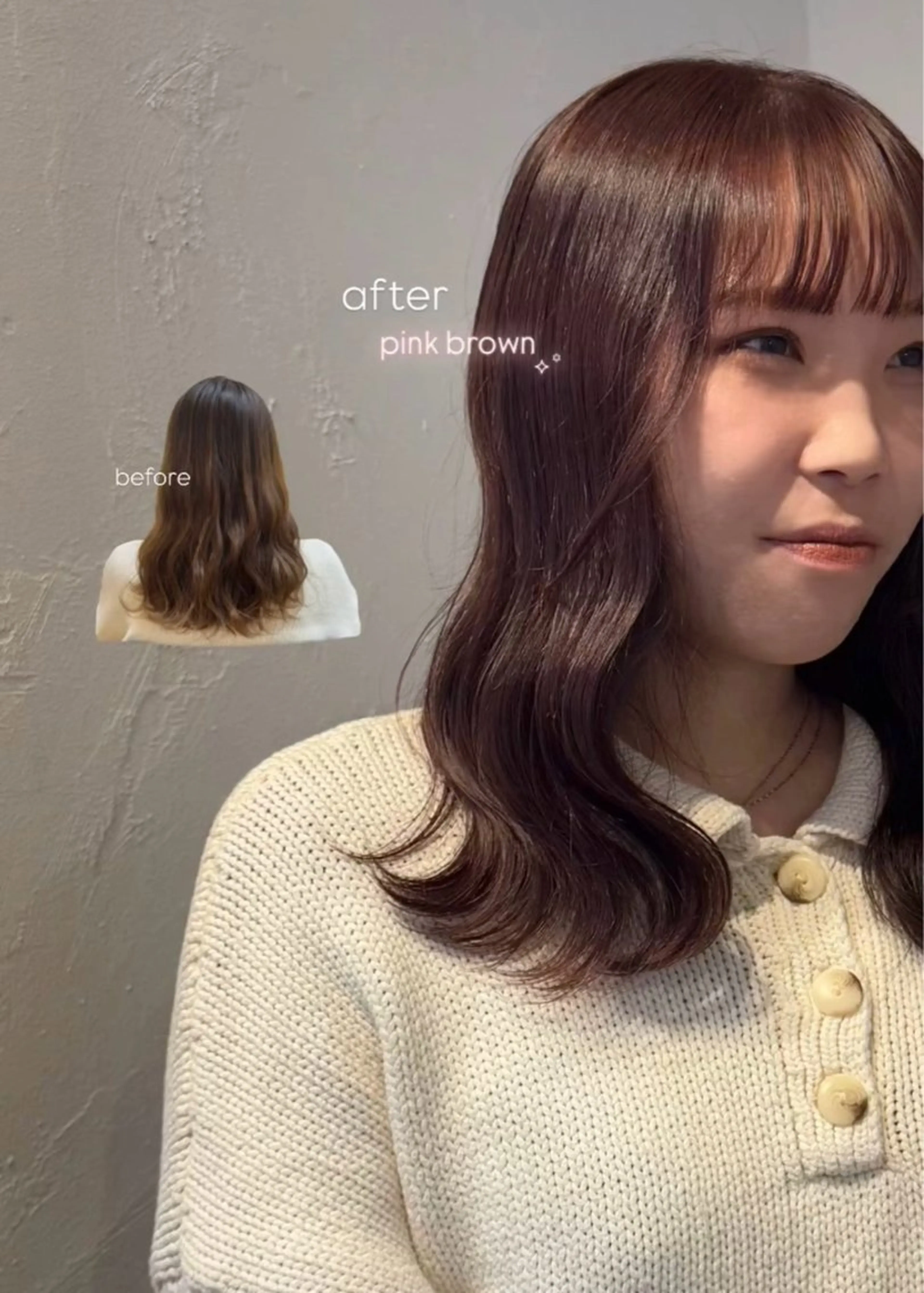 セミロング カラー ヘアアレンジ ブラウンカラー ピンクカラー ヘアカラー ᵐⁱᵏⁱᵏᵒ /暖色･透明感カラーのヘアスタイル