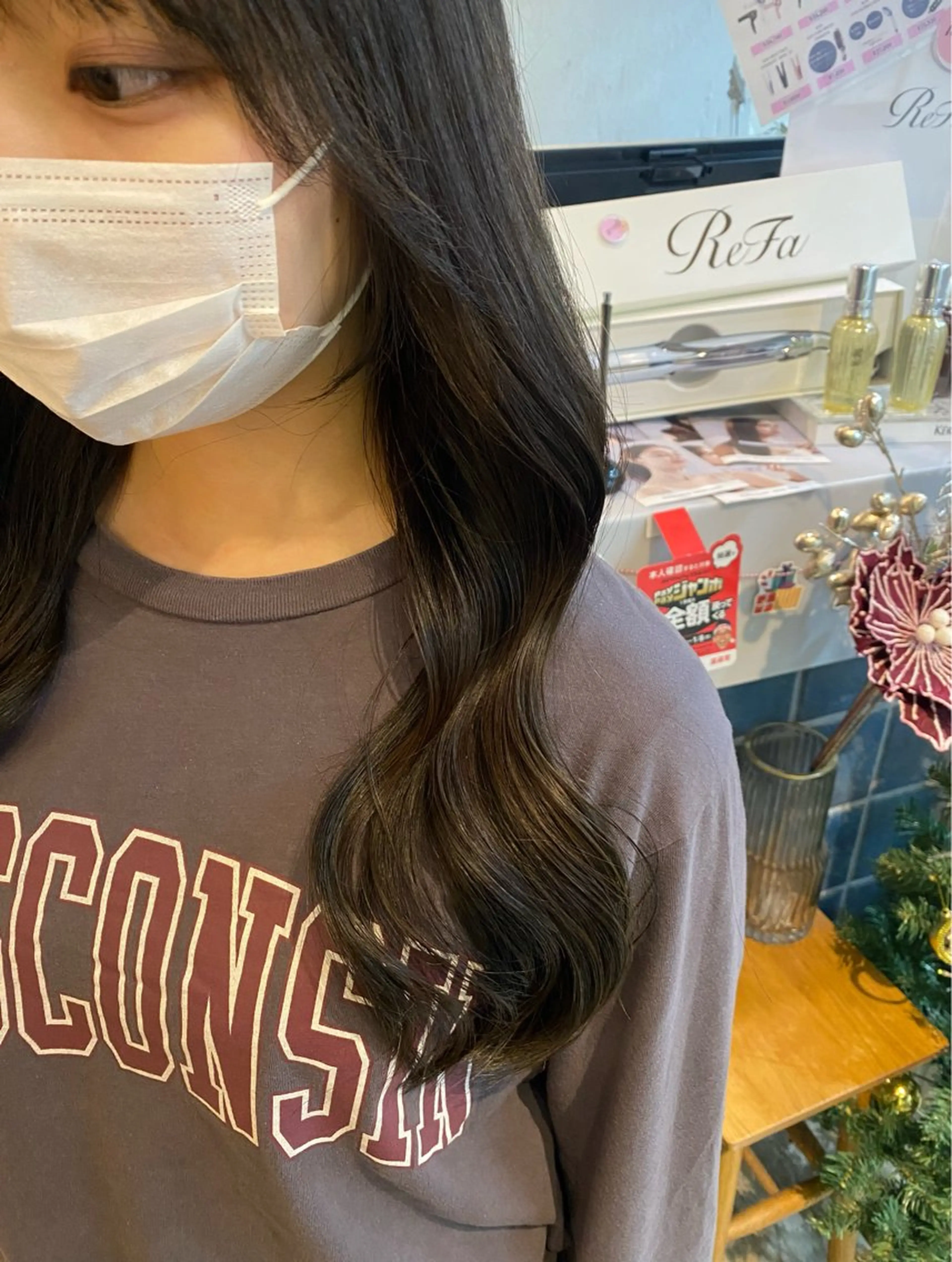 ロング カラー ブリーチ ブラウンカラー ダブルカラー イルミナカラー 韓国風カラー N°+aero 😊れいか😊のヘアスタイル