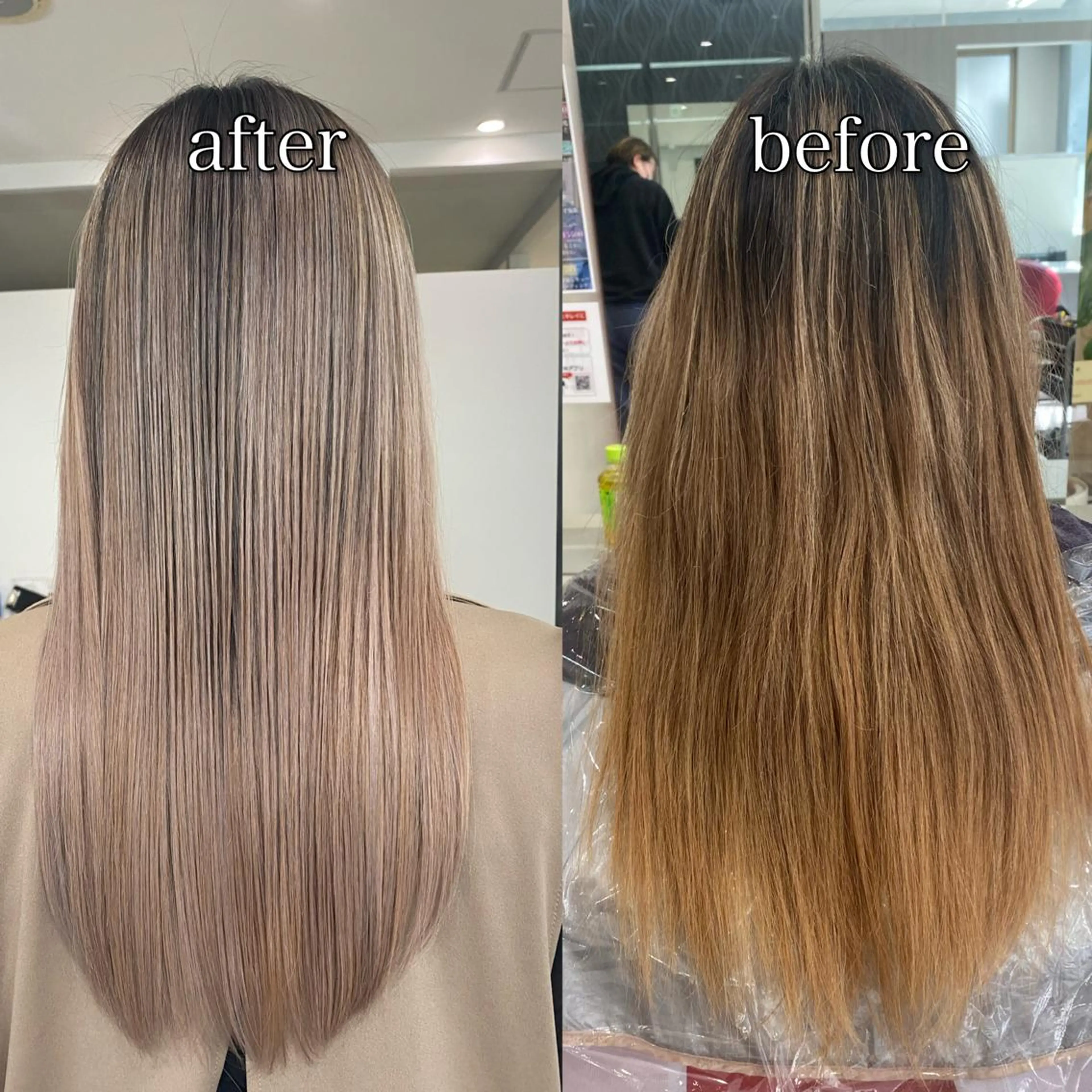 セミロング カット salowin所属・ハイトーンカラー 馬場みなみのヘアスタイル