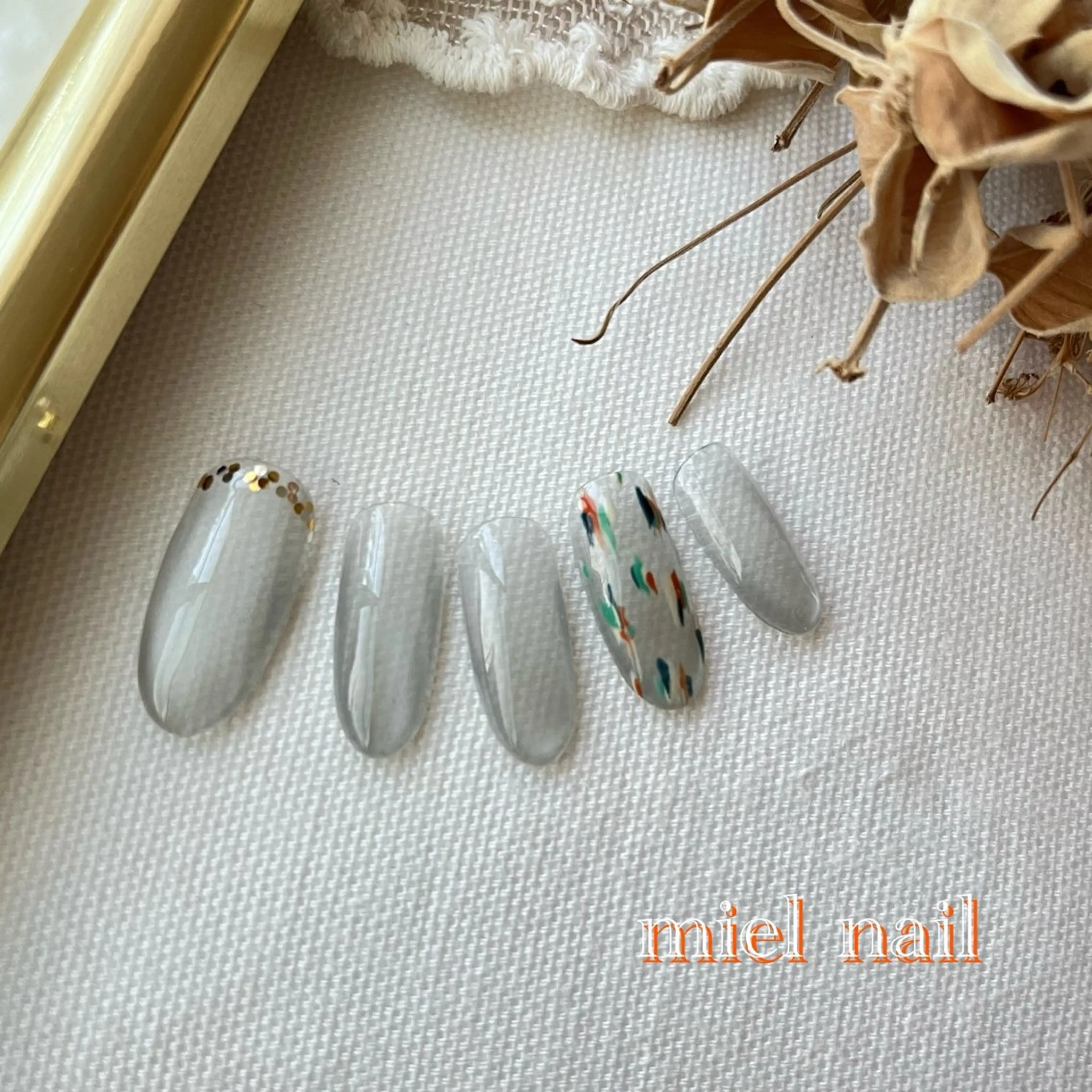 ネイル ホログラムネイル 大理石ネイル(マーブル) ハンドネイル miel nailのネイルデザイン