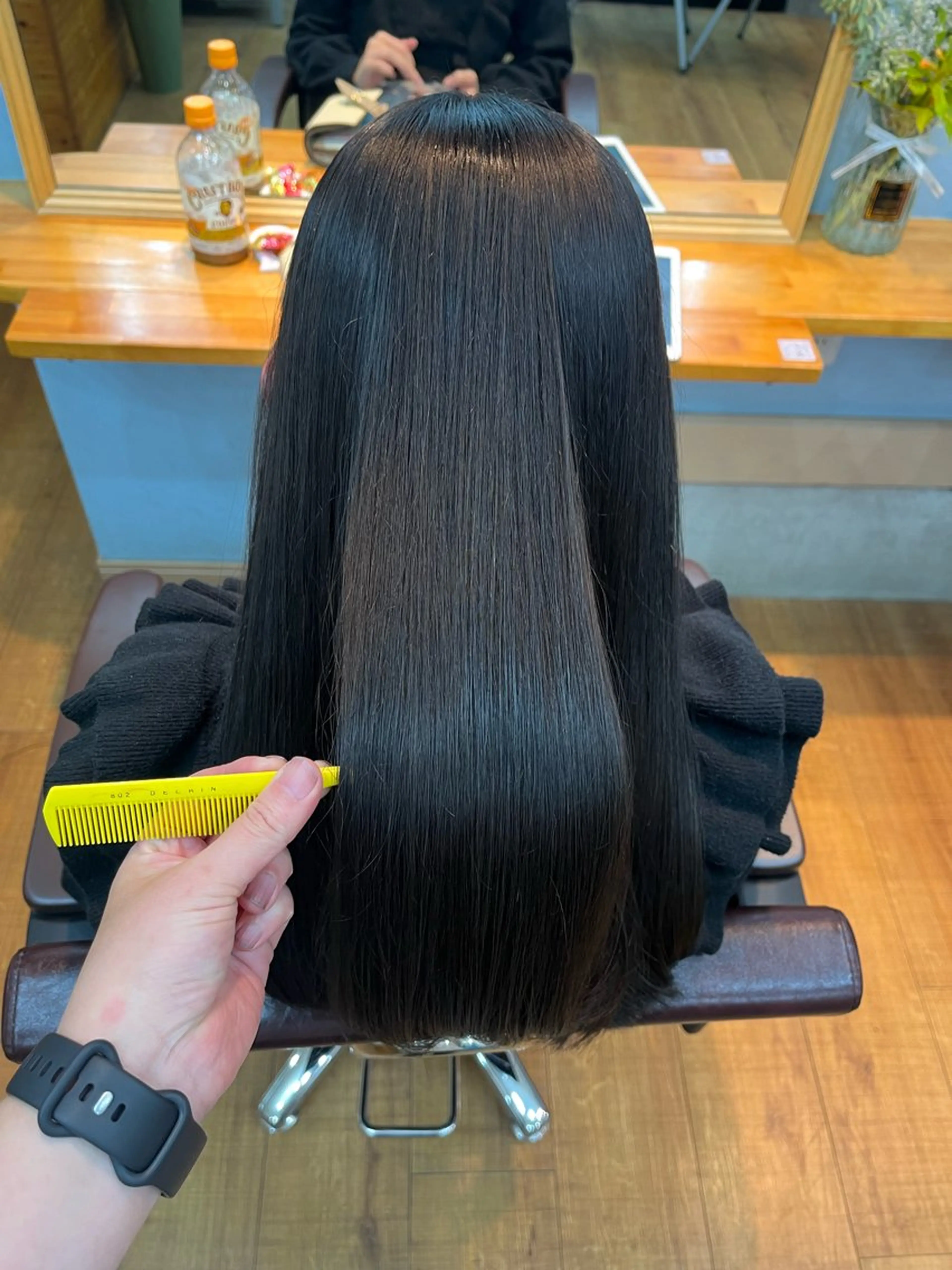 ロング カット 縮毛矯正 トリートメント 髪質改善 UN BLEACHのヘアスタイル