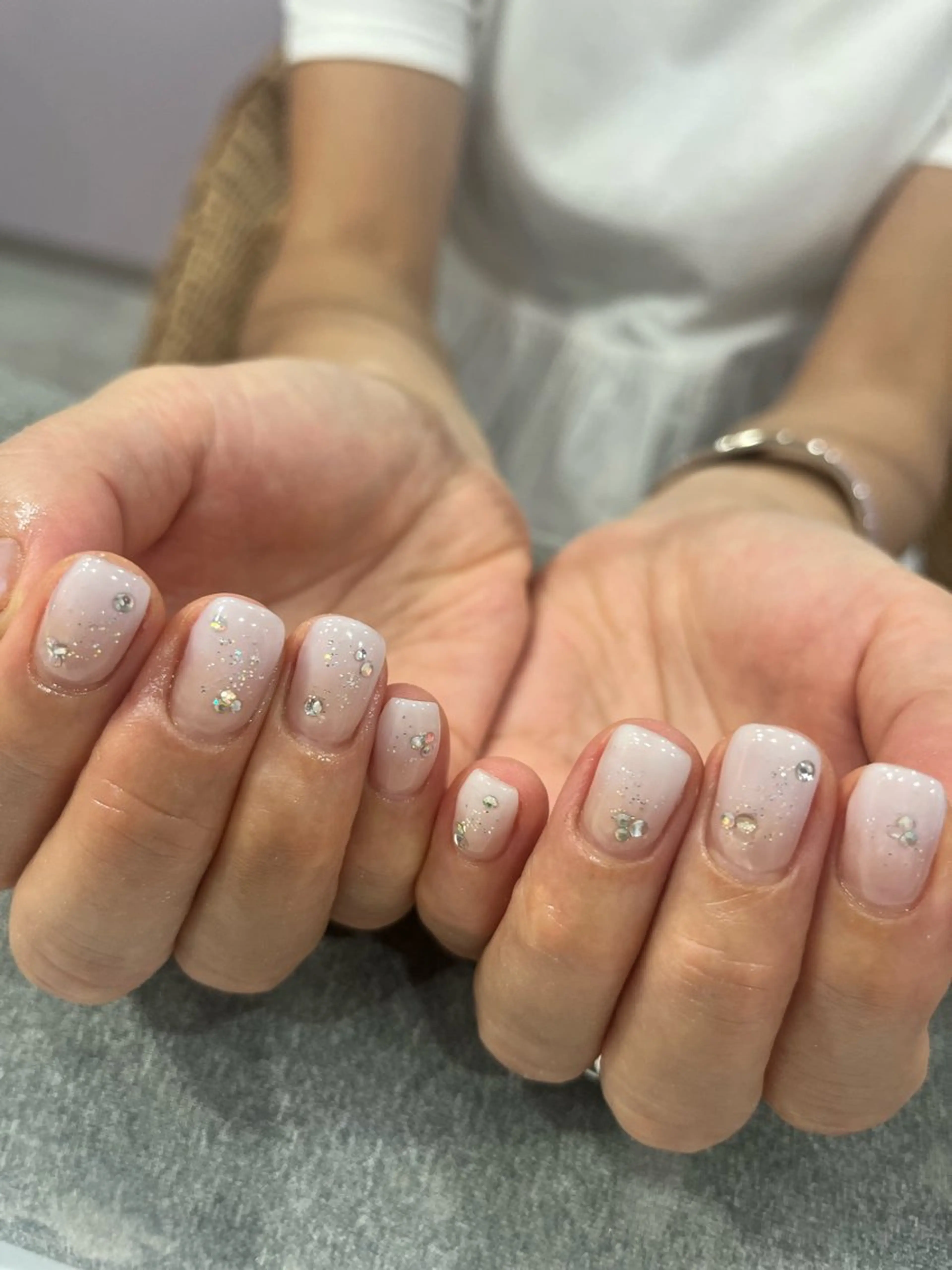 ネイル ラメ(グリッター) ワンカラーネイル ストーンネイル wooone所属・wooone nail.rieのネイルデザイン