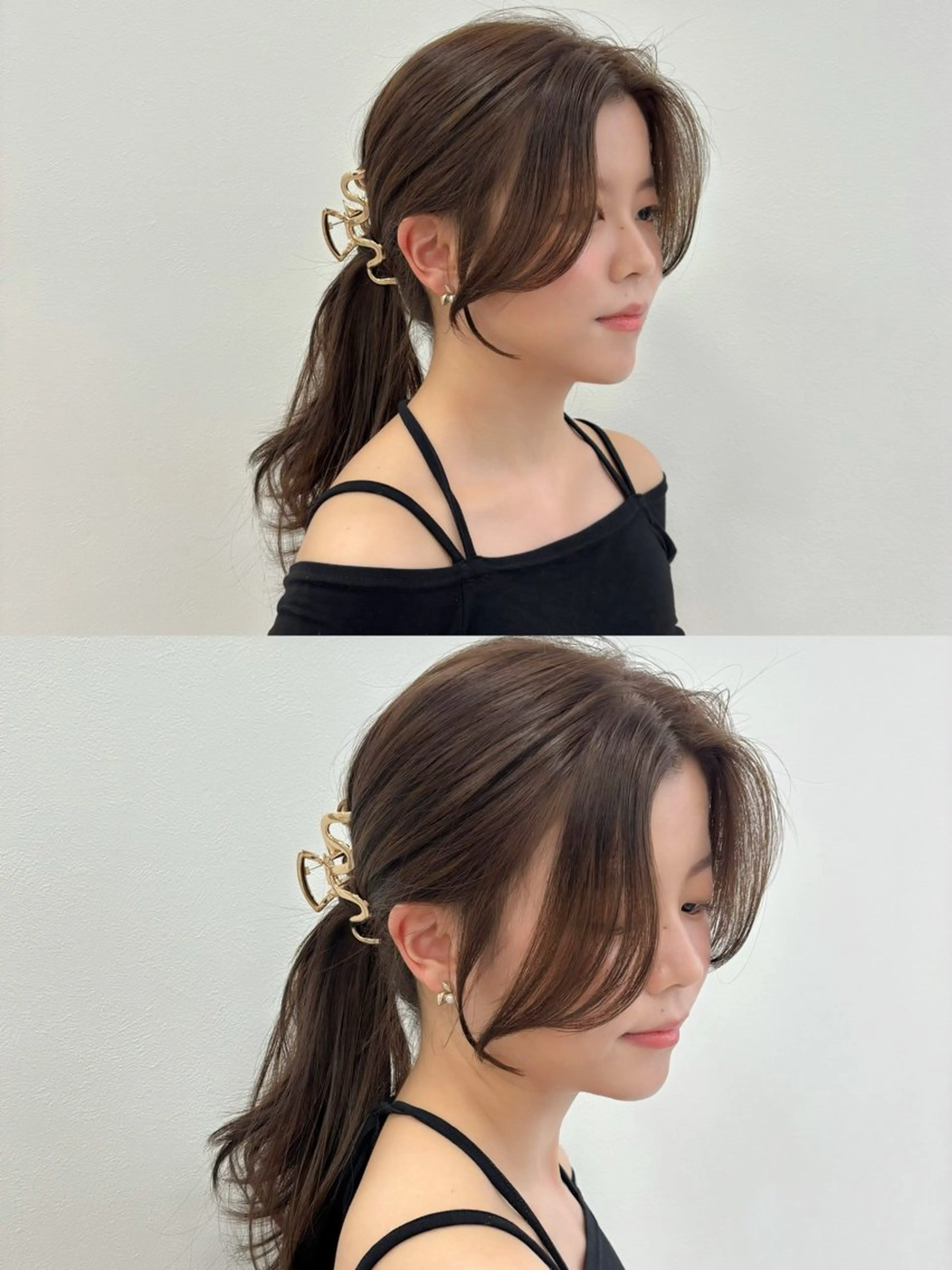 ロング カット ヘアカラー トリートメント ヘッドスパ ヘアセット 韓国レイヤー ハッシュカットのヘアスタイル
