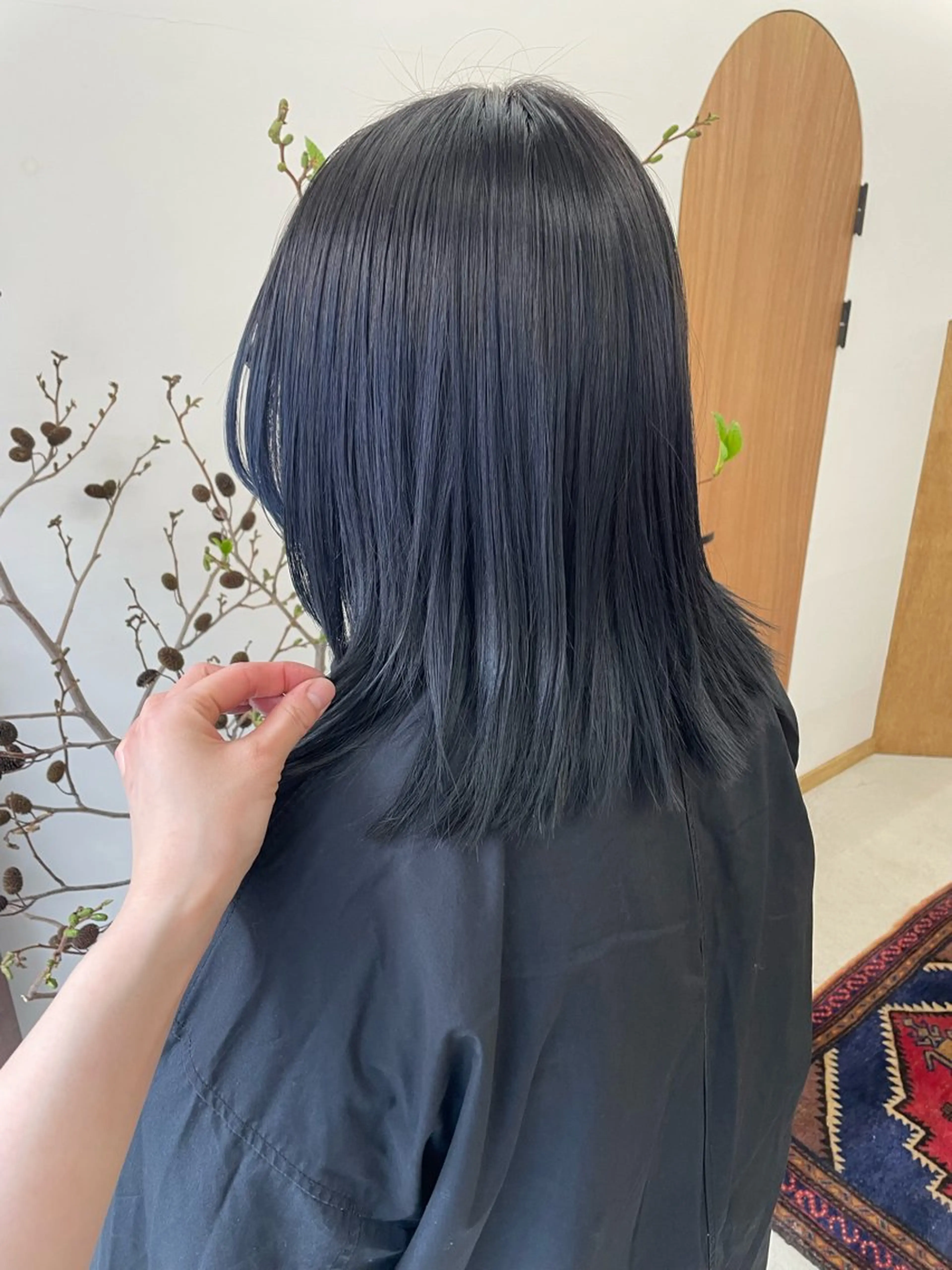 ミディアム カラー パーマ ヘアアレンジ メンズ ブルーカラー ブルーラベンダー ラベンダーカラー カット ヘアカラー トリートメント tatsumi/ボブ ウルフ/レイヤーのヘアスタイル