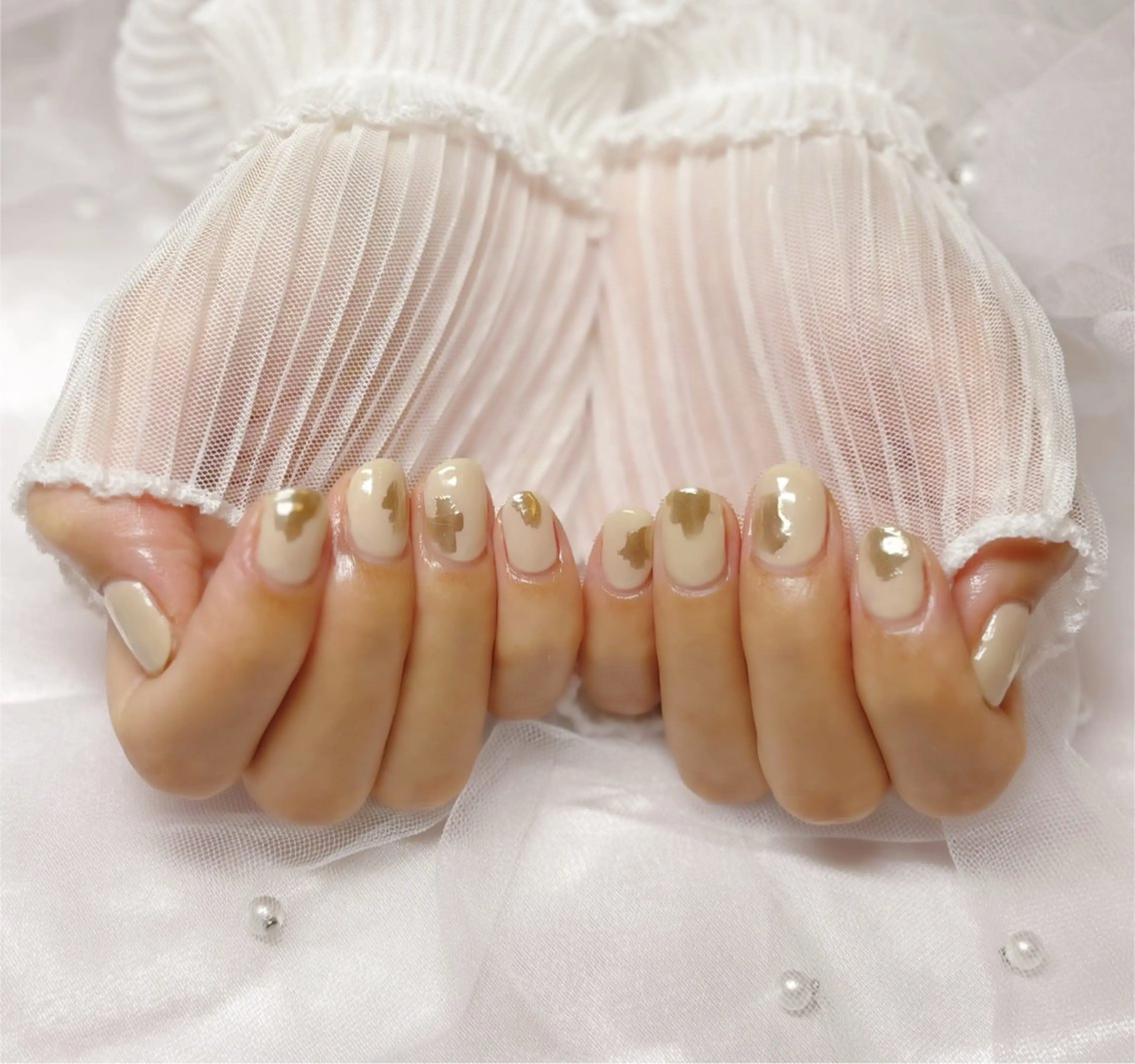 ネイル ゴールド ミラーネイル ハンドネイル Nail Salon macherieのネイルデザイン