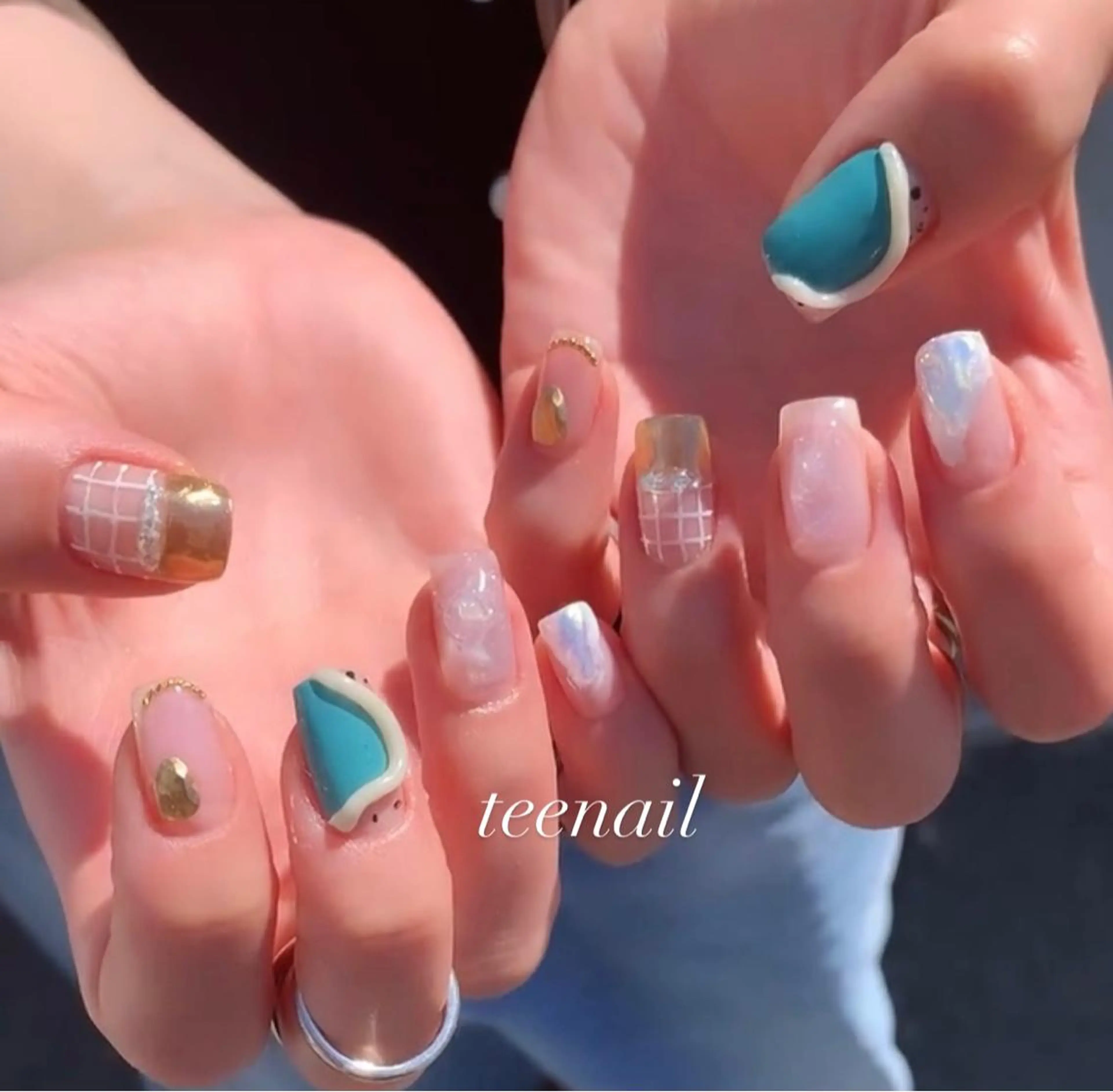 ネイル ニュアンスネイル 春ネイル ワンホンネイル ハンドネイル teenail 21のネイルデザイン