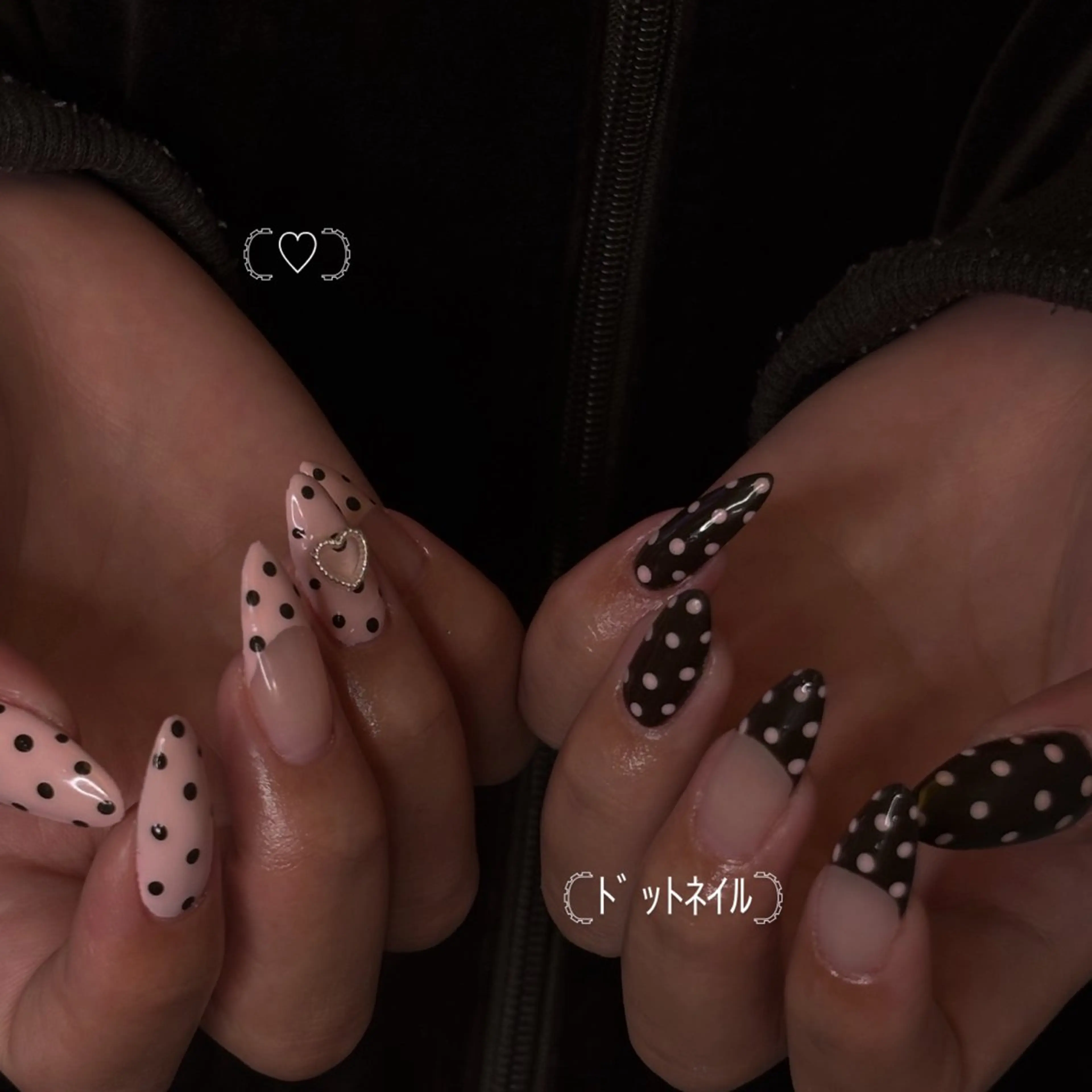 ネイル ブラウン ドット ピンク ハンドネイル mood mitsukiのネイルデザイン