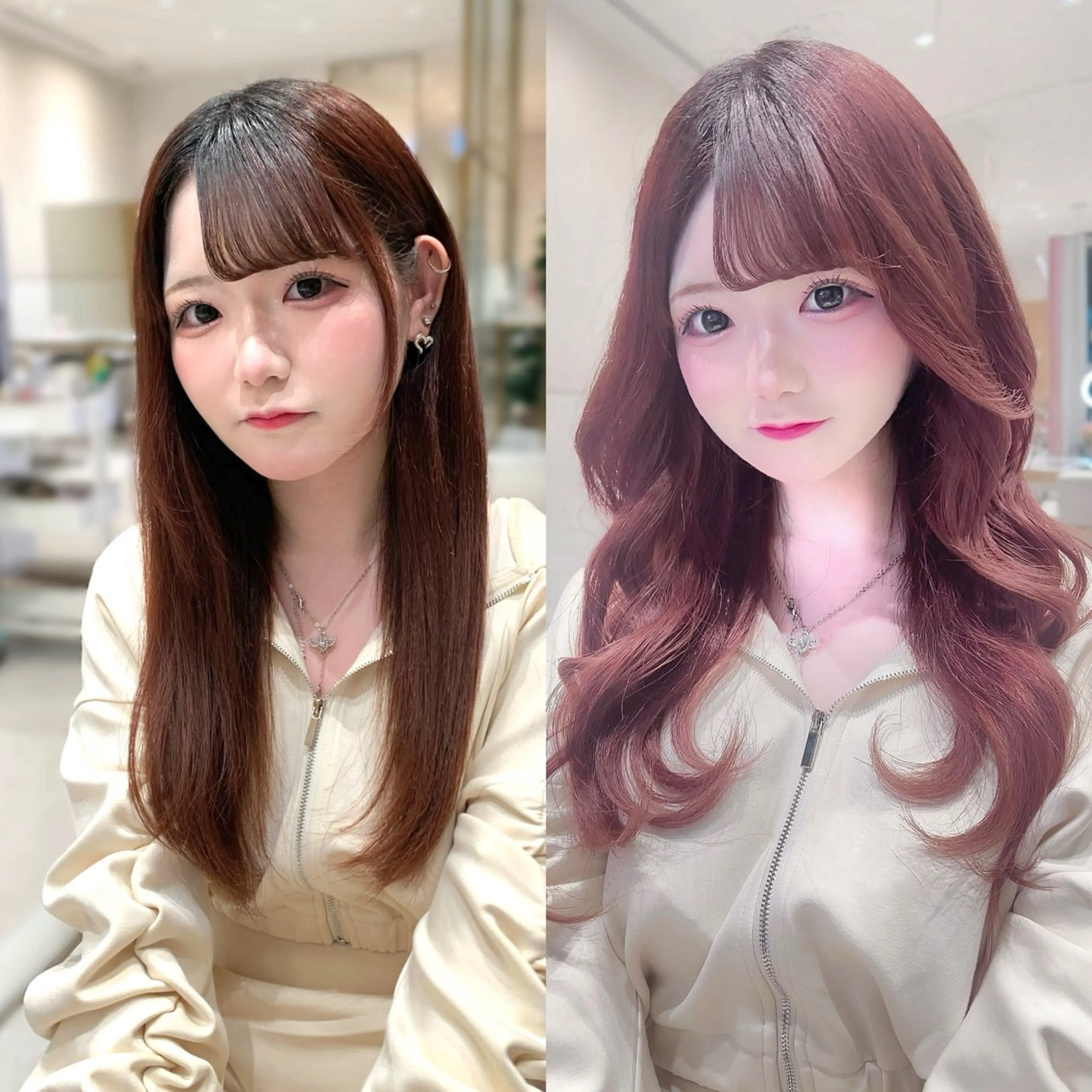 ミディアム カラー カット ヘアカラー トリートメント ヘッドスパ ヘアセット 韓国ヘア/レイヤー/ 巻き髪/りょーとのヘアスタイル