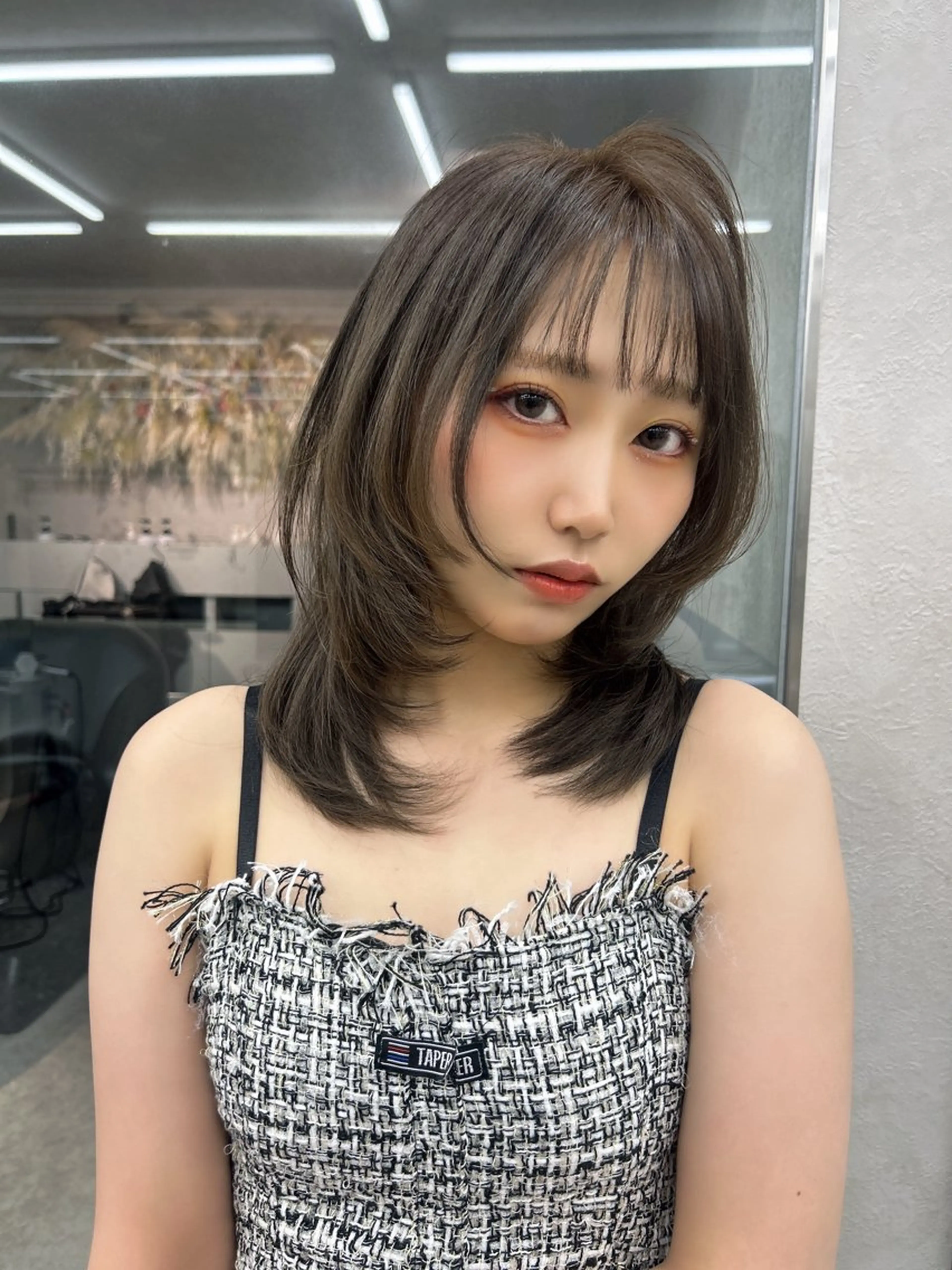 ミディアム カラー ヘアアレンジ カット ヘアカラー トリートメント 韓国ヘア🎀 ふみかのヘアスタイル