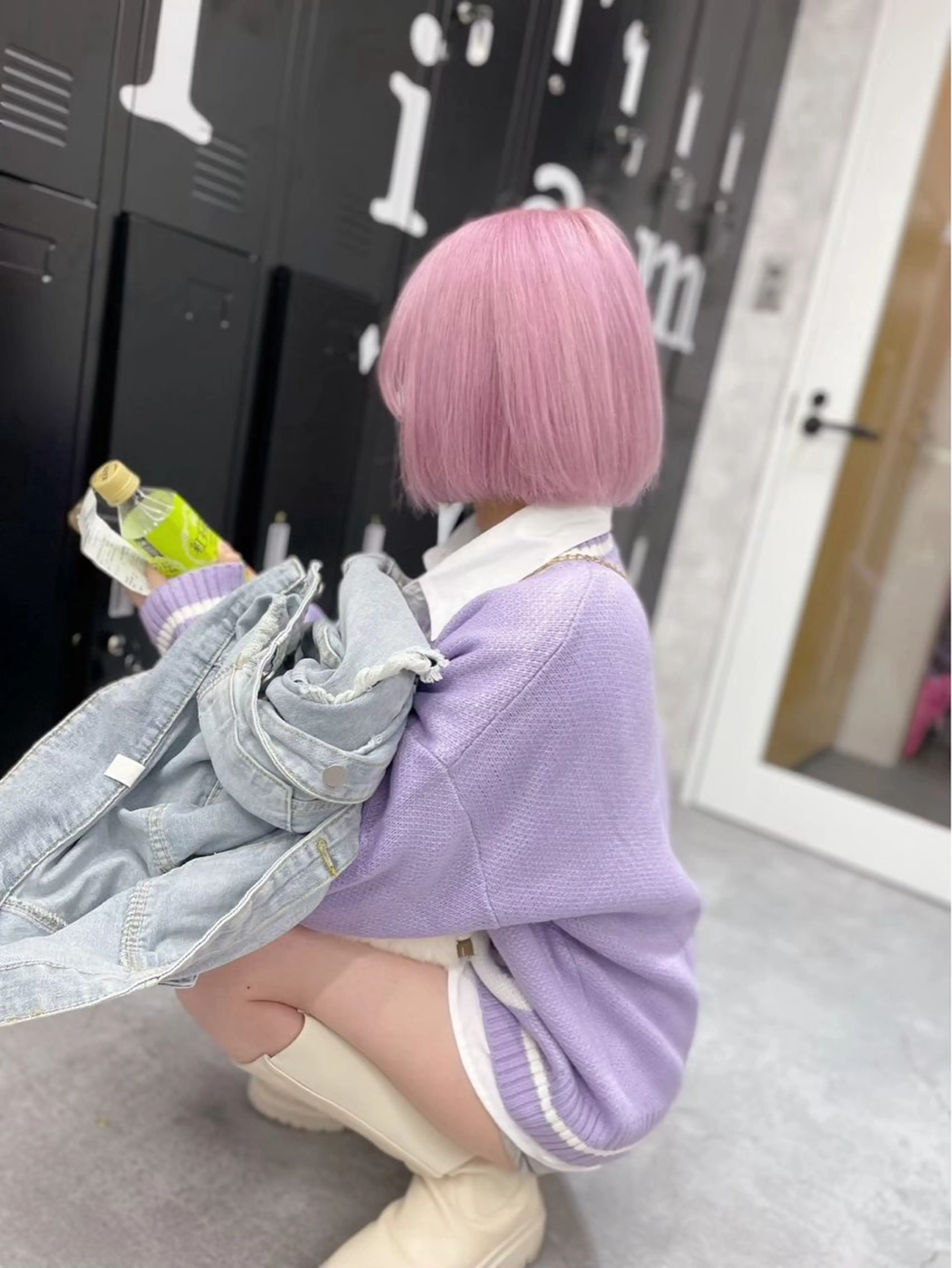 ショート カラー メンズウルフ🐺♡ ピンク♡ヘアメ🎀のヘアスタイル