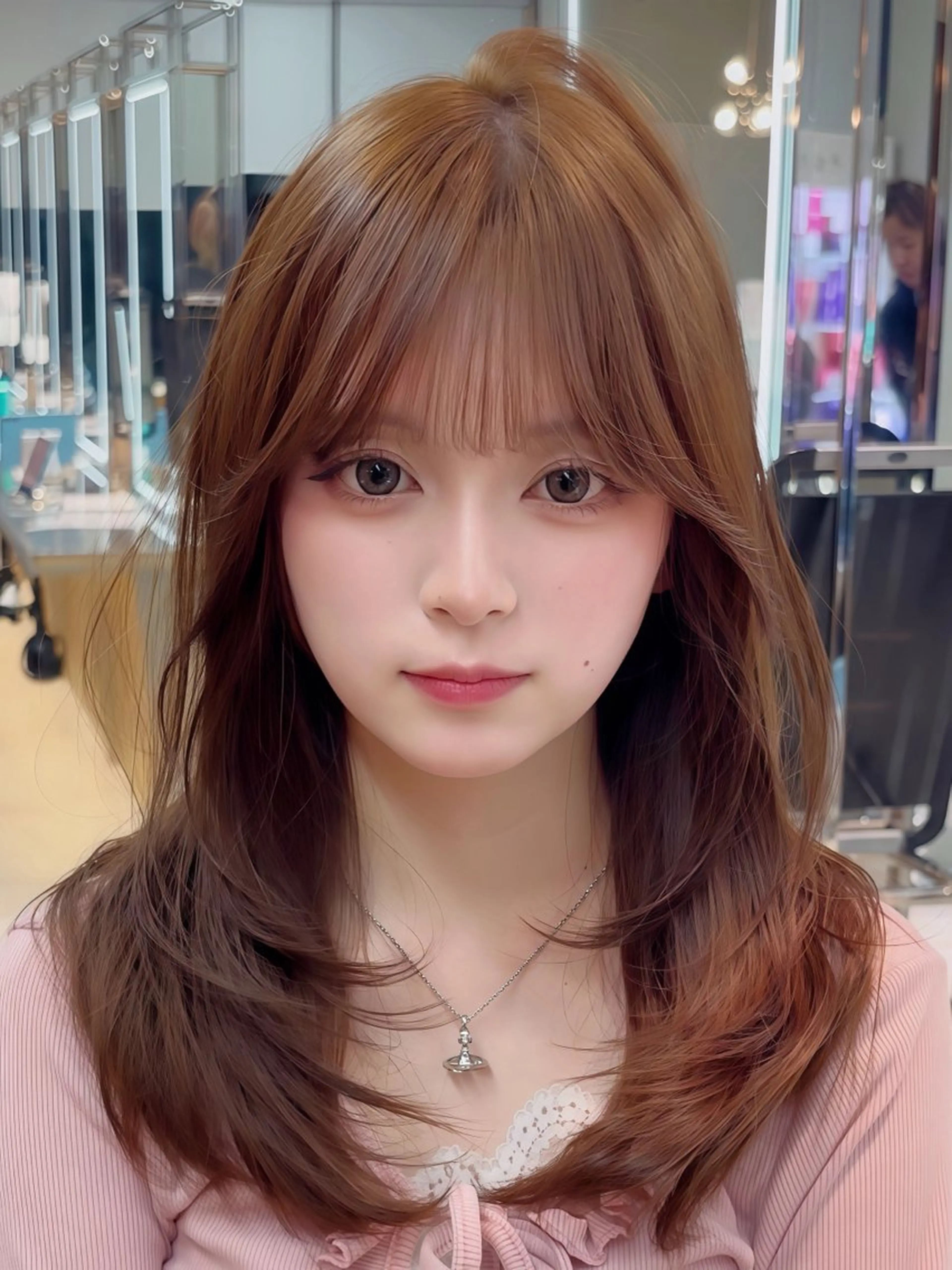 ミディアム カラー 髪質改善 レイヤーカット 縮毛矯正 【美髪矯正】 吉村　清志のヘアスタイル