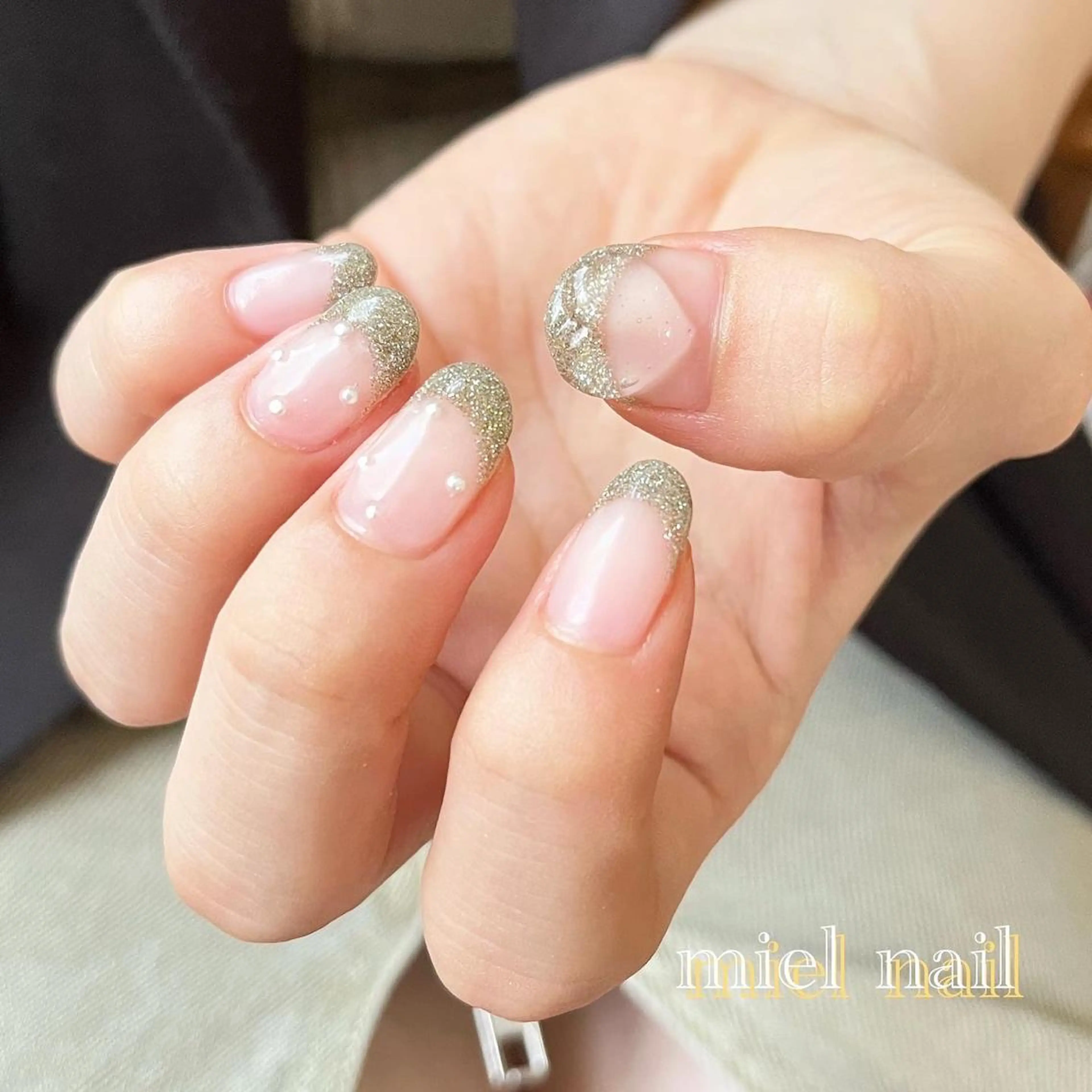 ネイル アートネイル クリアネイル フラッシュネイル フレンチネイル ハート miel nailのネイルデザイン