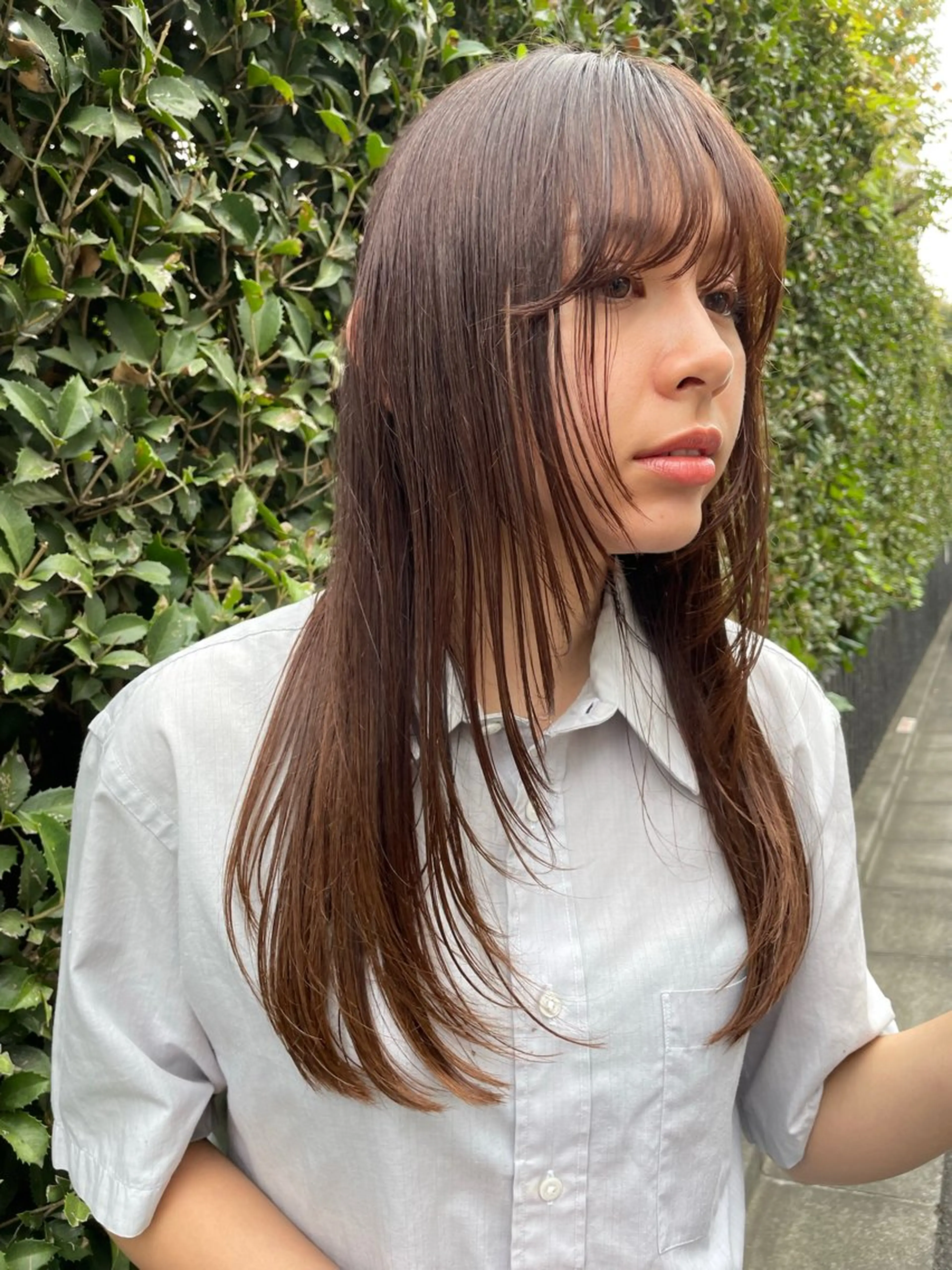 ロング 顔まわりレイヤー 顔周りカット 髪質改善 レイヤーカット Luxe表参道 髪質改善　奈良のヘアスタイル