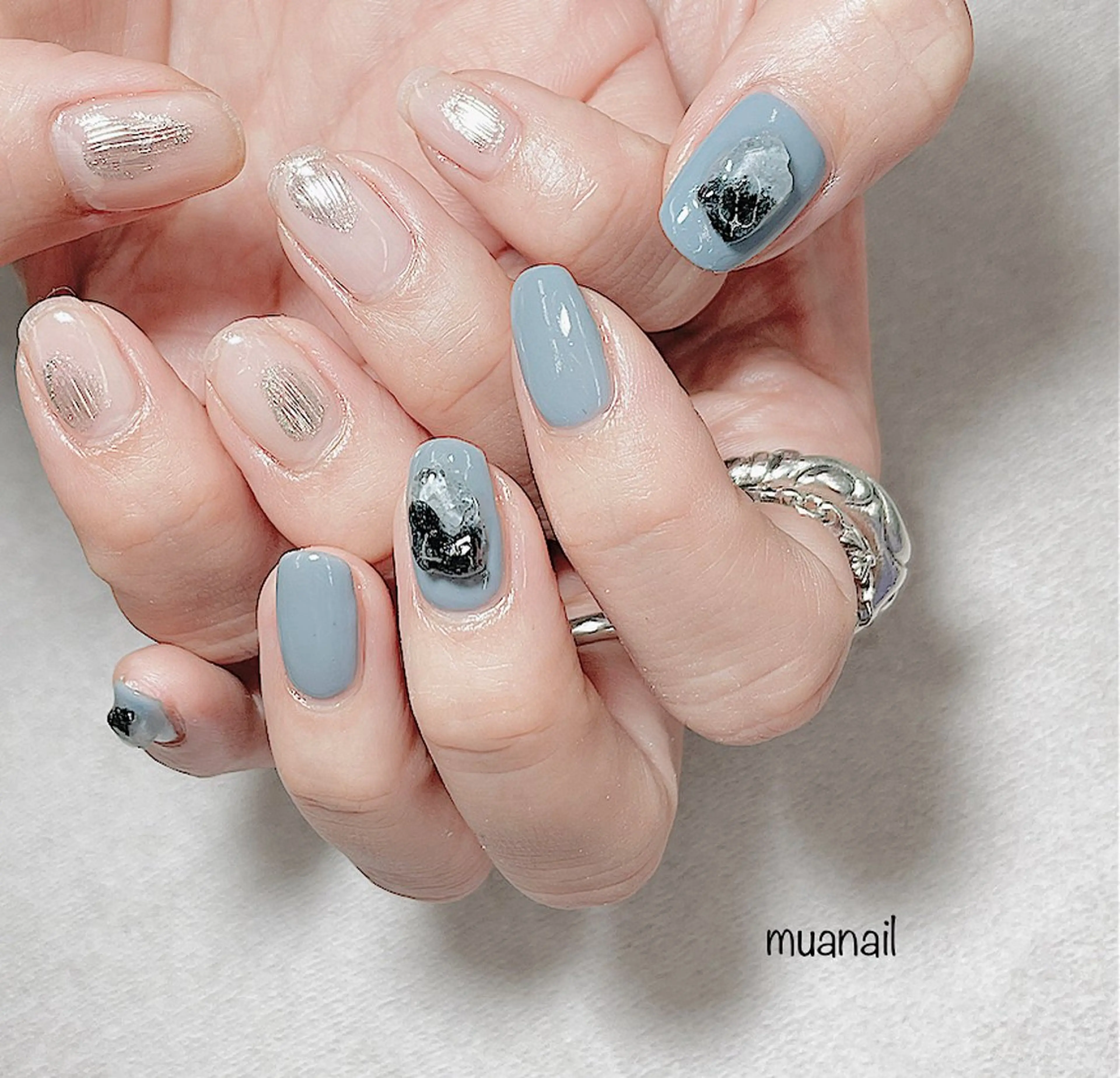 ネイル ブルー ぷっくりネイル その他(ネイル) mua nail mikiのネイルデザイン