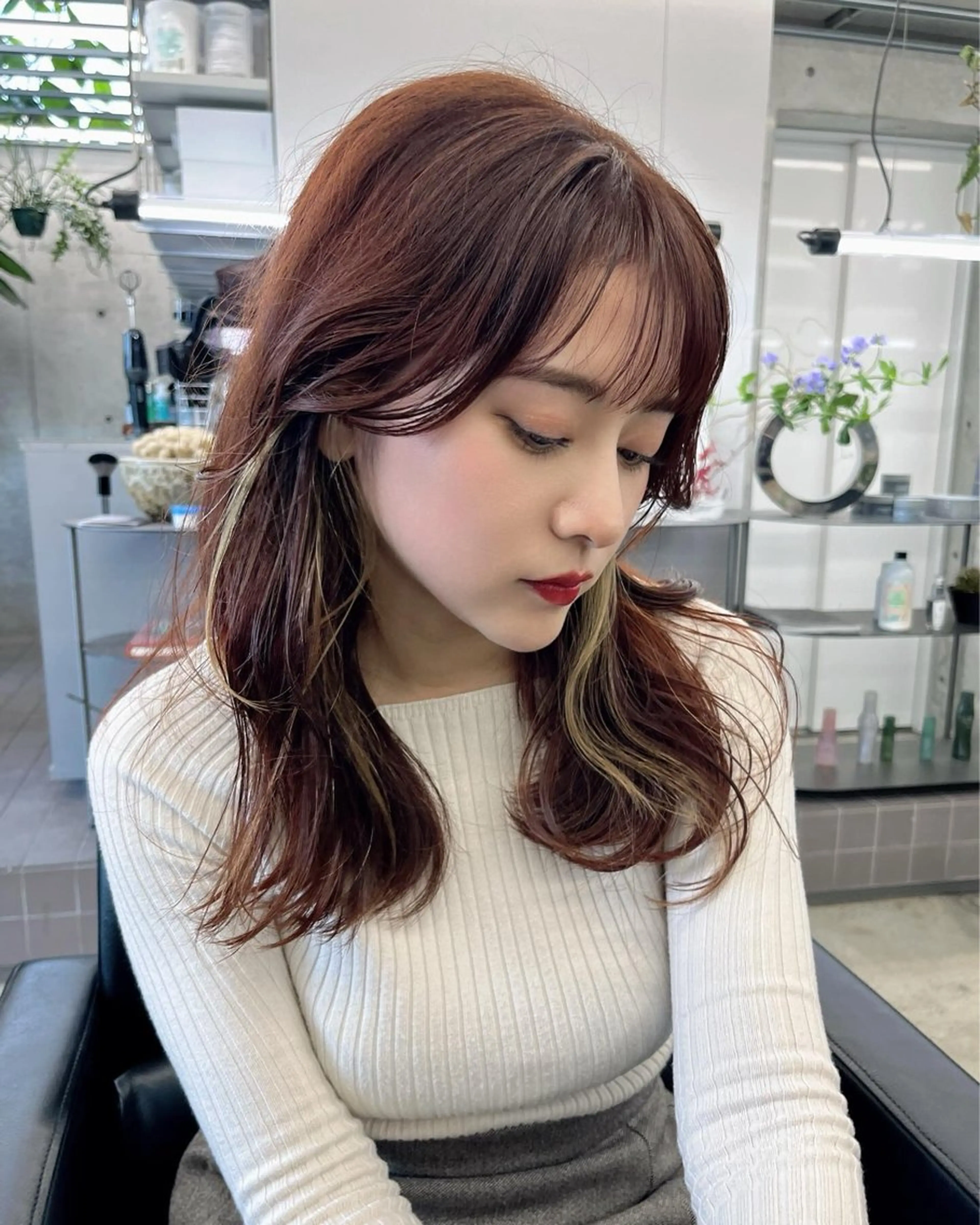 セミロング カラー ヘアカラー ダブルカラー/ ケアブリーチ/クニトのヘアスタイル