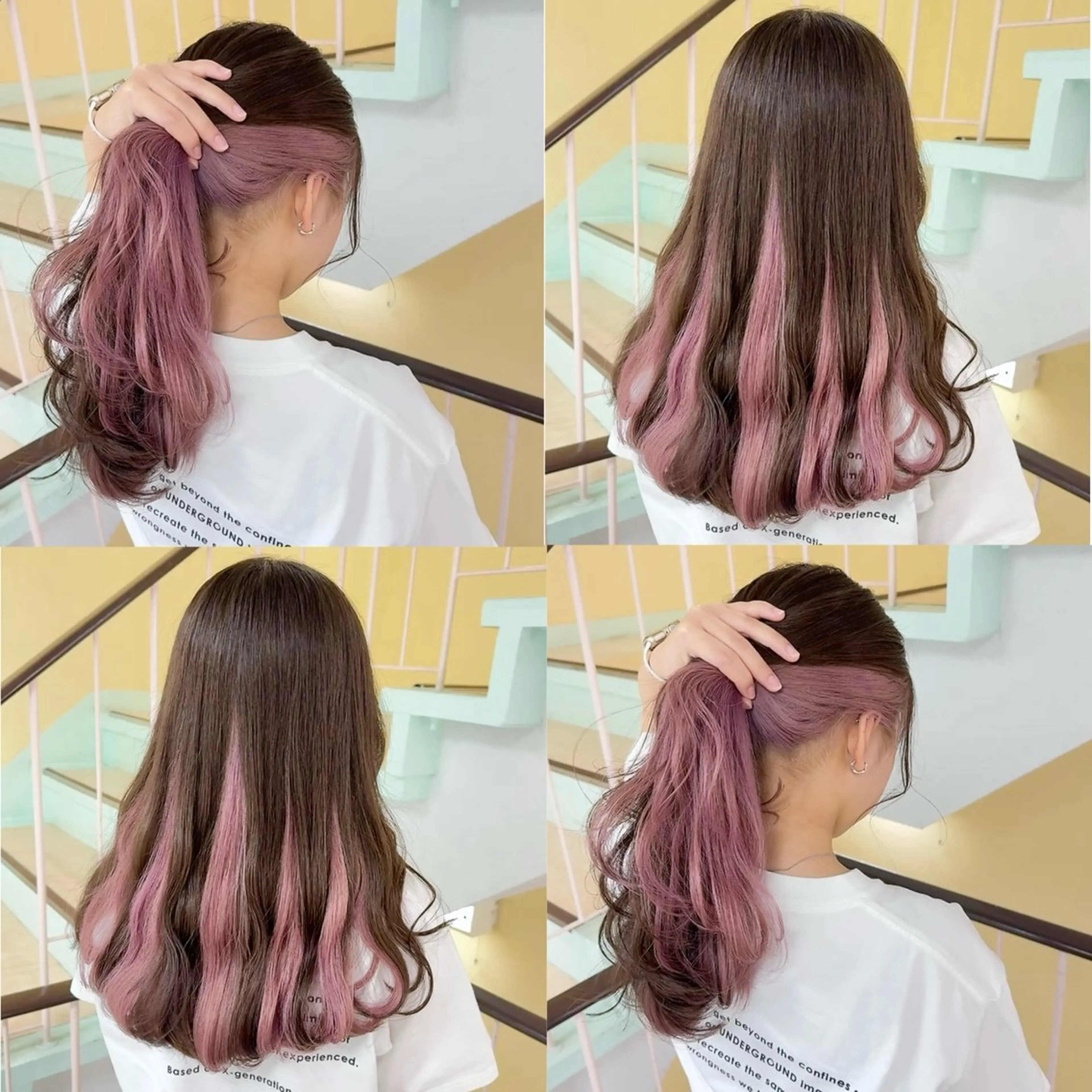 カラー ブリーチ ピンクカラー シアーピンク ヘアカラー トリートメント 渋谷:インナーカラー ／🍒エリカ🍒のヘアスタイル