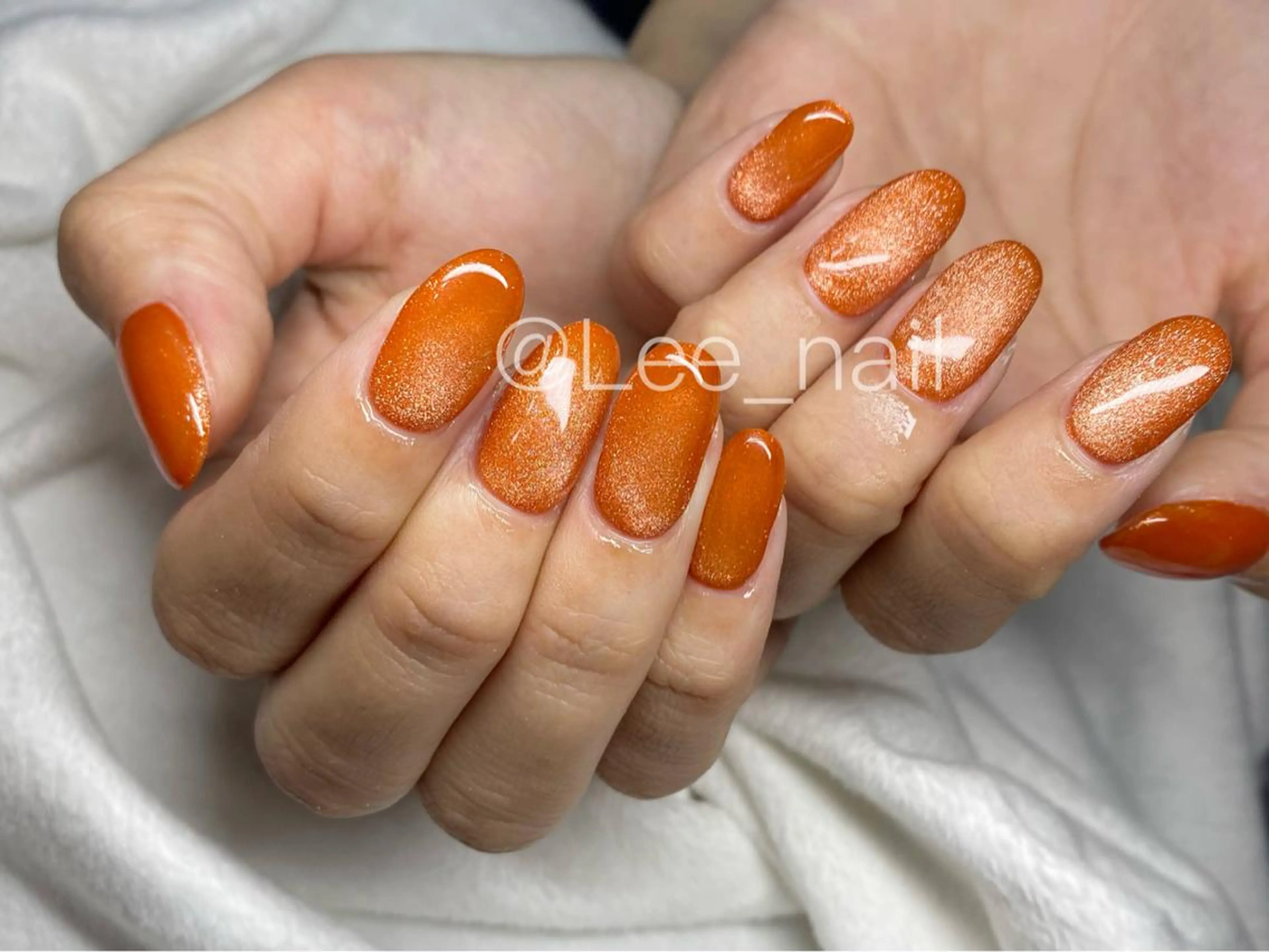 ネイル マグネットネイル オレンジ ハンドネイル Lee_ nailのネイルデザイン