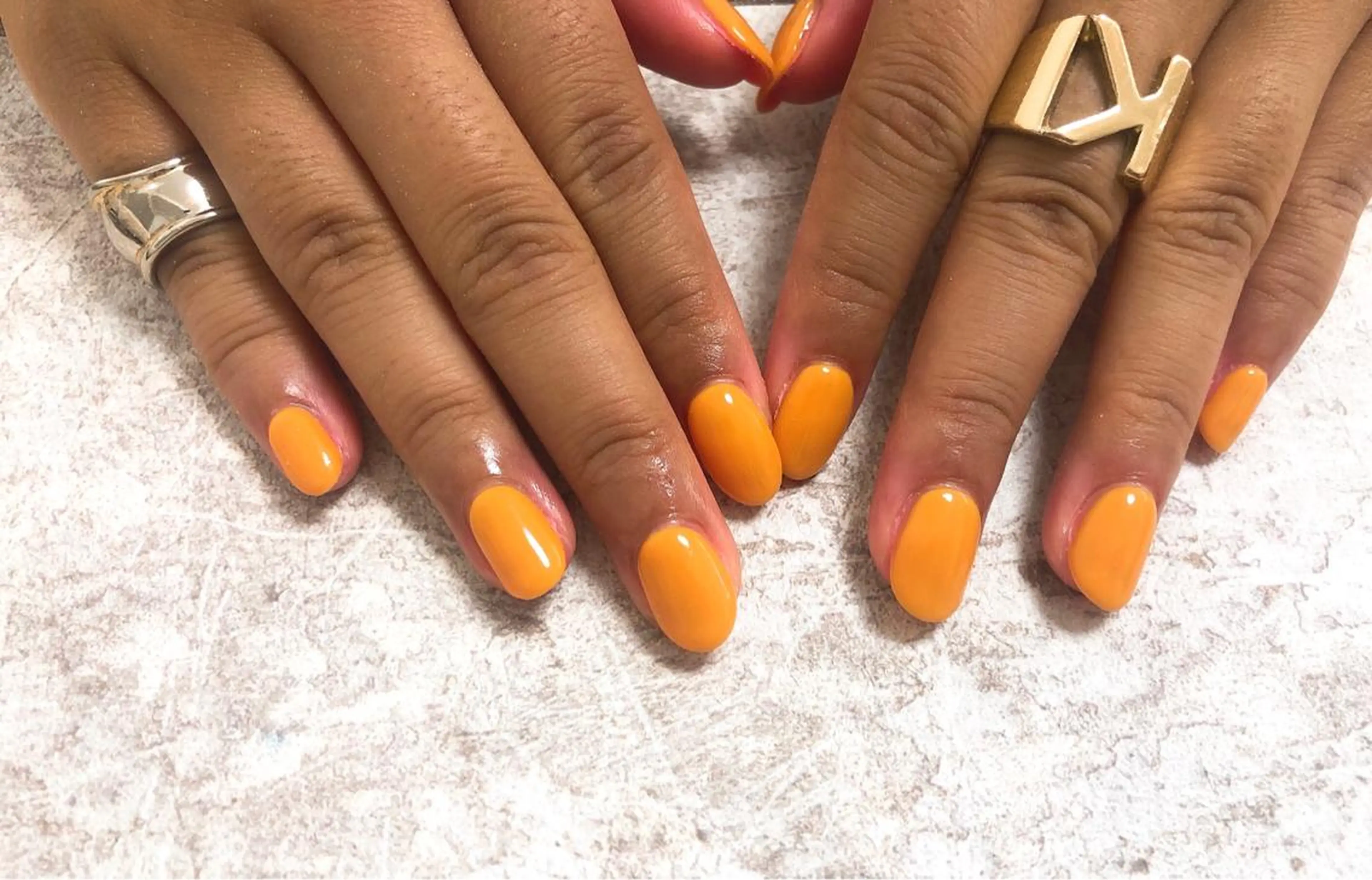 ネイル オレンジ ハンドネイル Mogu nail 二子玉川のネイルデザイン