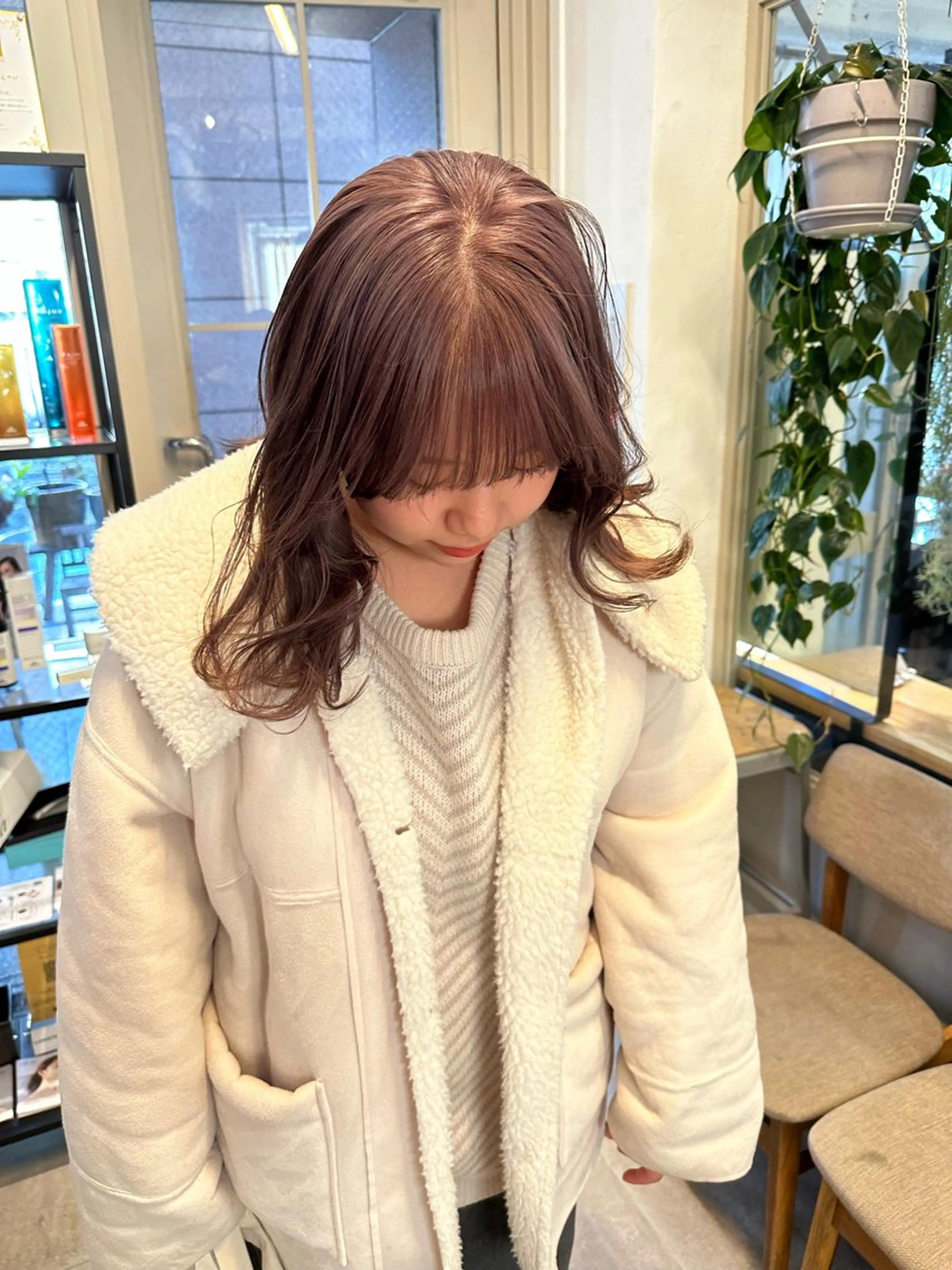 セミロング カラー ブリーチ グレージュ ハイトーンカラー ラベンダーカラー ラベンダーグレージュ カット ヘアカラー REINA☁️透明感 カラー/ぷつっと♡のヘアスタイル