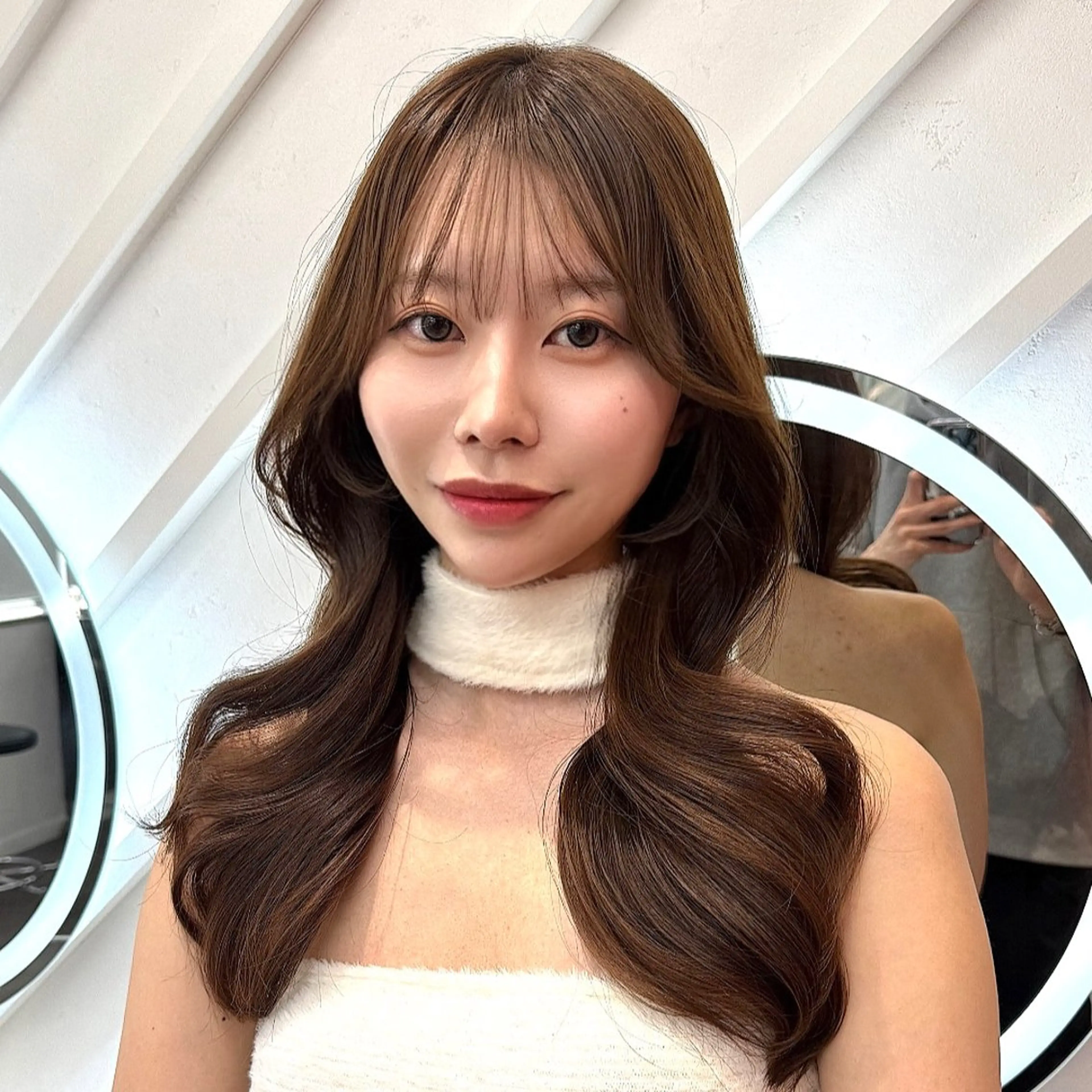 ロング カラー 韓国風ヘア 縮毛矯正 山崎/ボブ縮毛矯正 レイヤー髪質改善のヘアスタイル