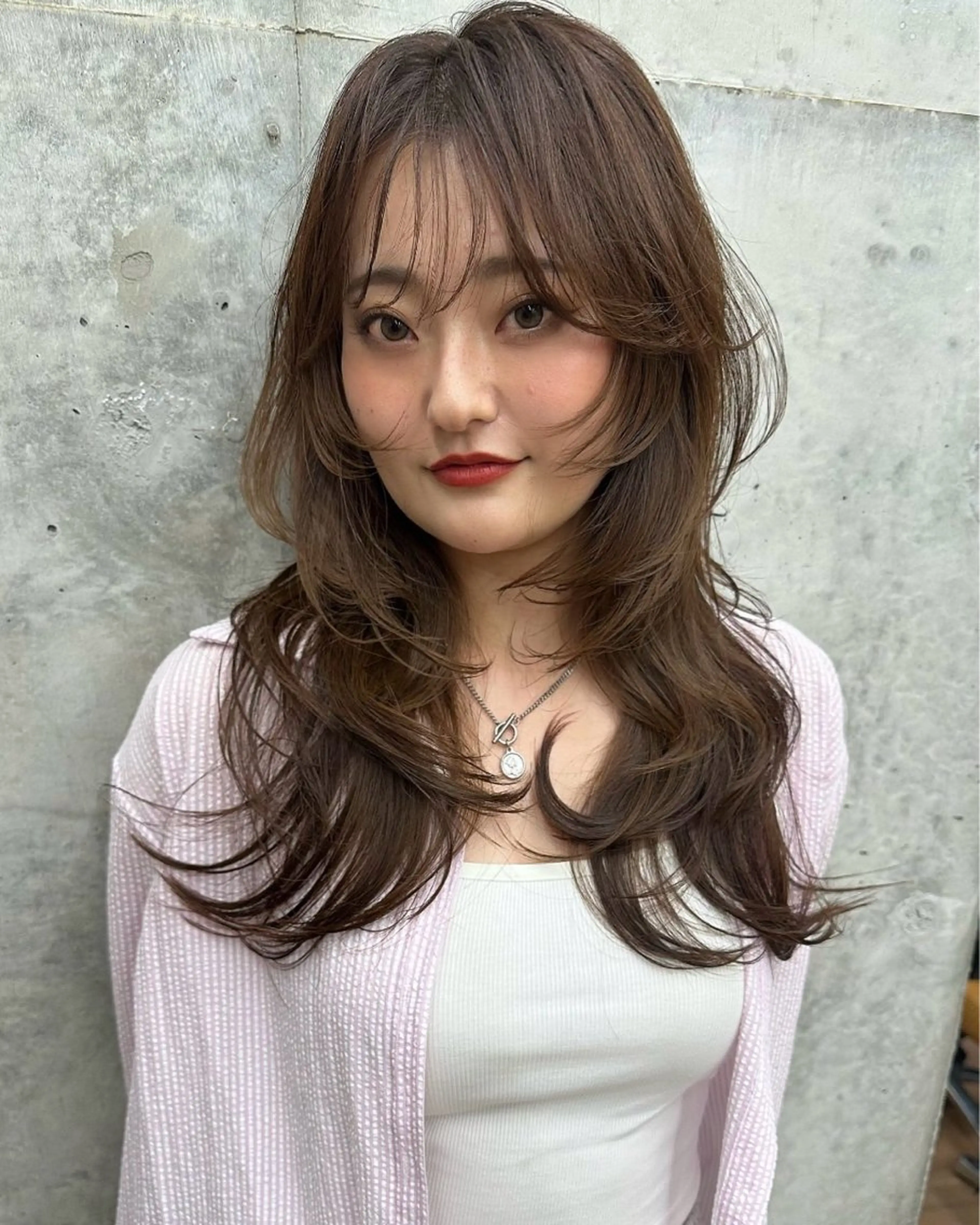 ロング ハッシュカット 韓国風ヘア レイヤーカット NU/EN所属・kouji koujiのヘアスタイル