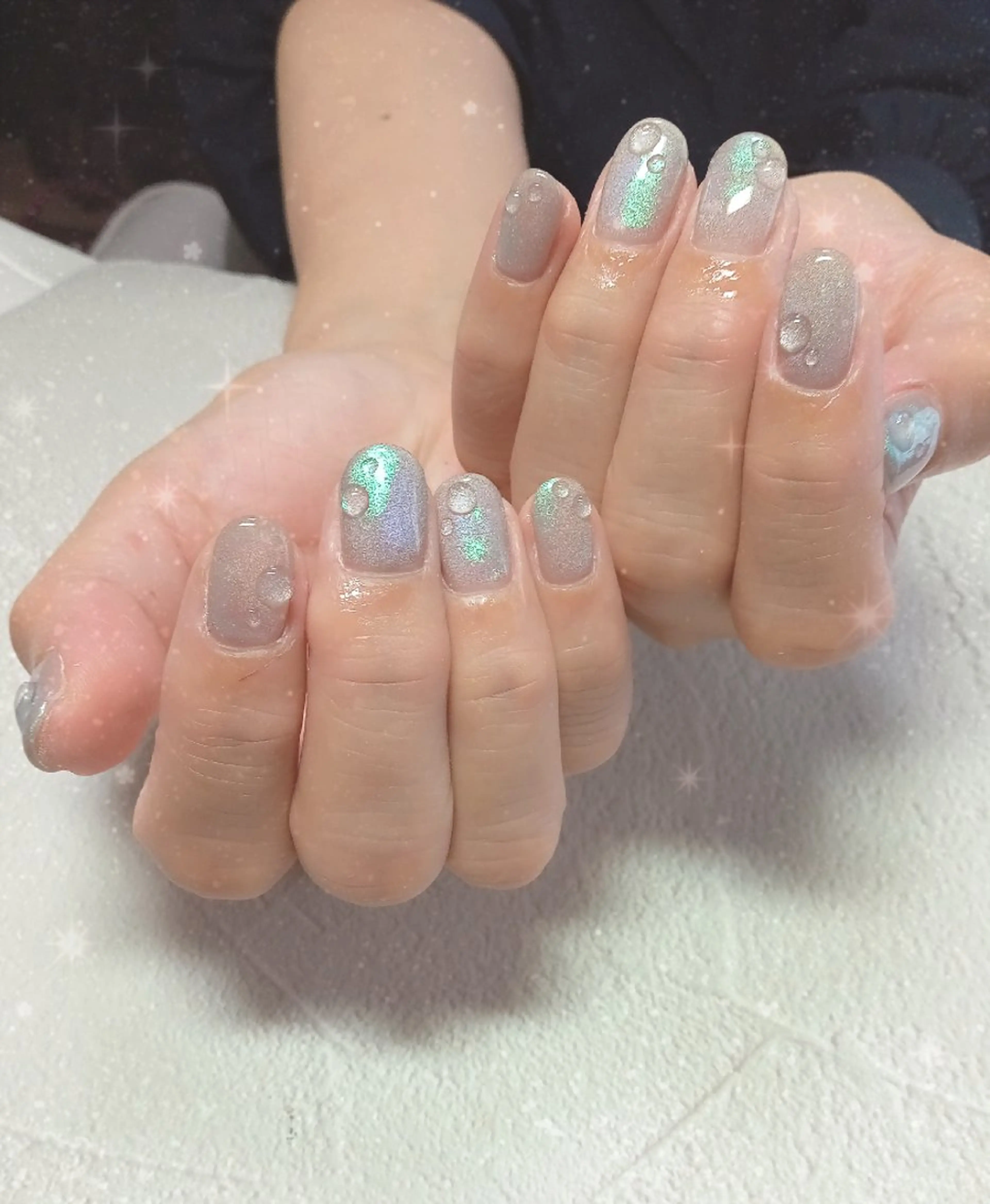 ネイル 氷ネイル・うるうるネイル キラキラネイル マグネットネイル ミラーネイル オフィスネイル ハンドネイル flure de neige yukiのネイルデザイン