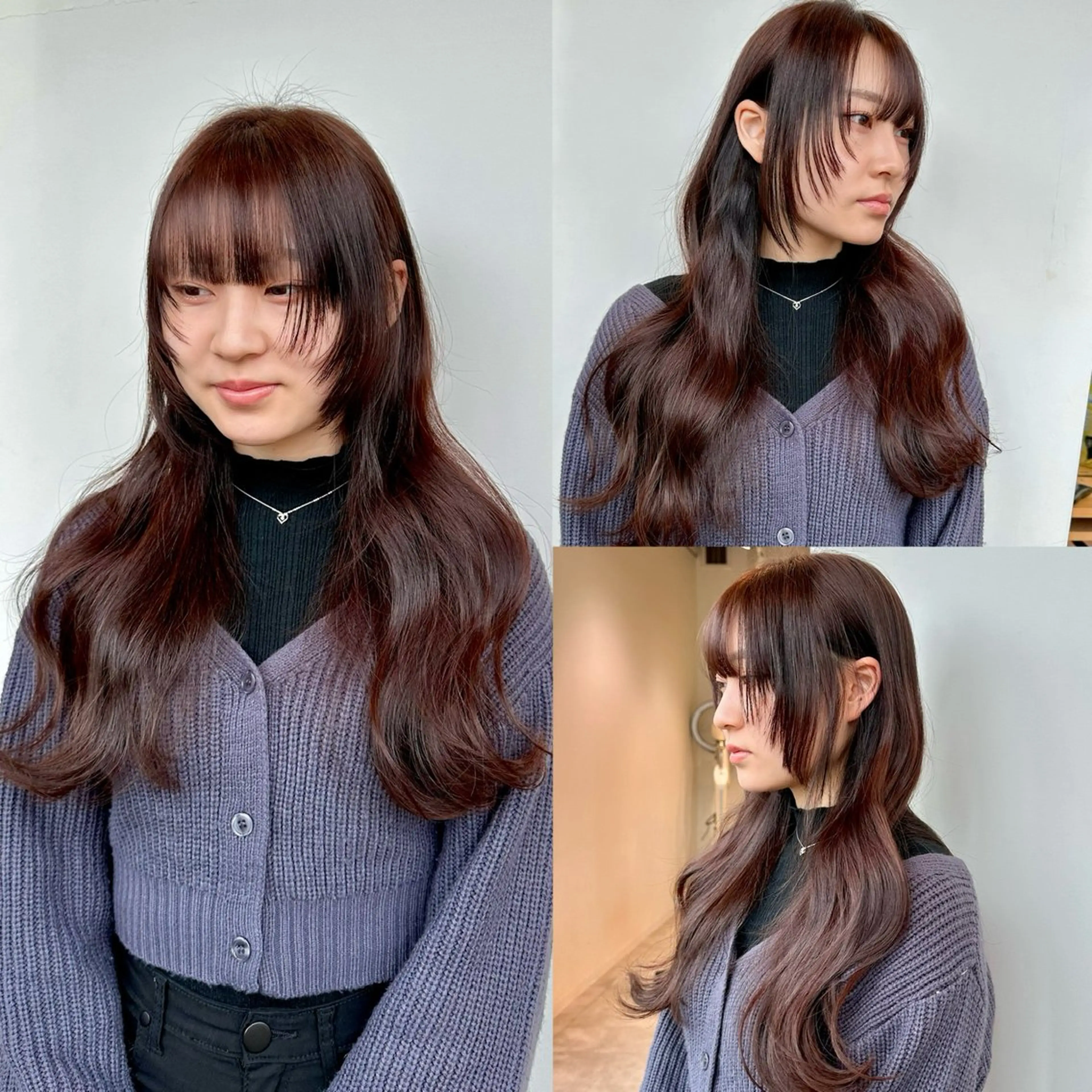 セミロング ボブ くびれヘア 顔まわりレイヤー 顔周りカット ハッシュカット カット ヘアカラー トリートメント 大阪ウルフカット ハッシュカットのヘアスタイル