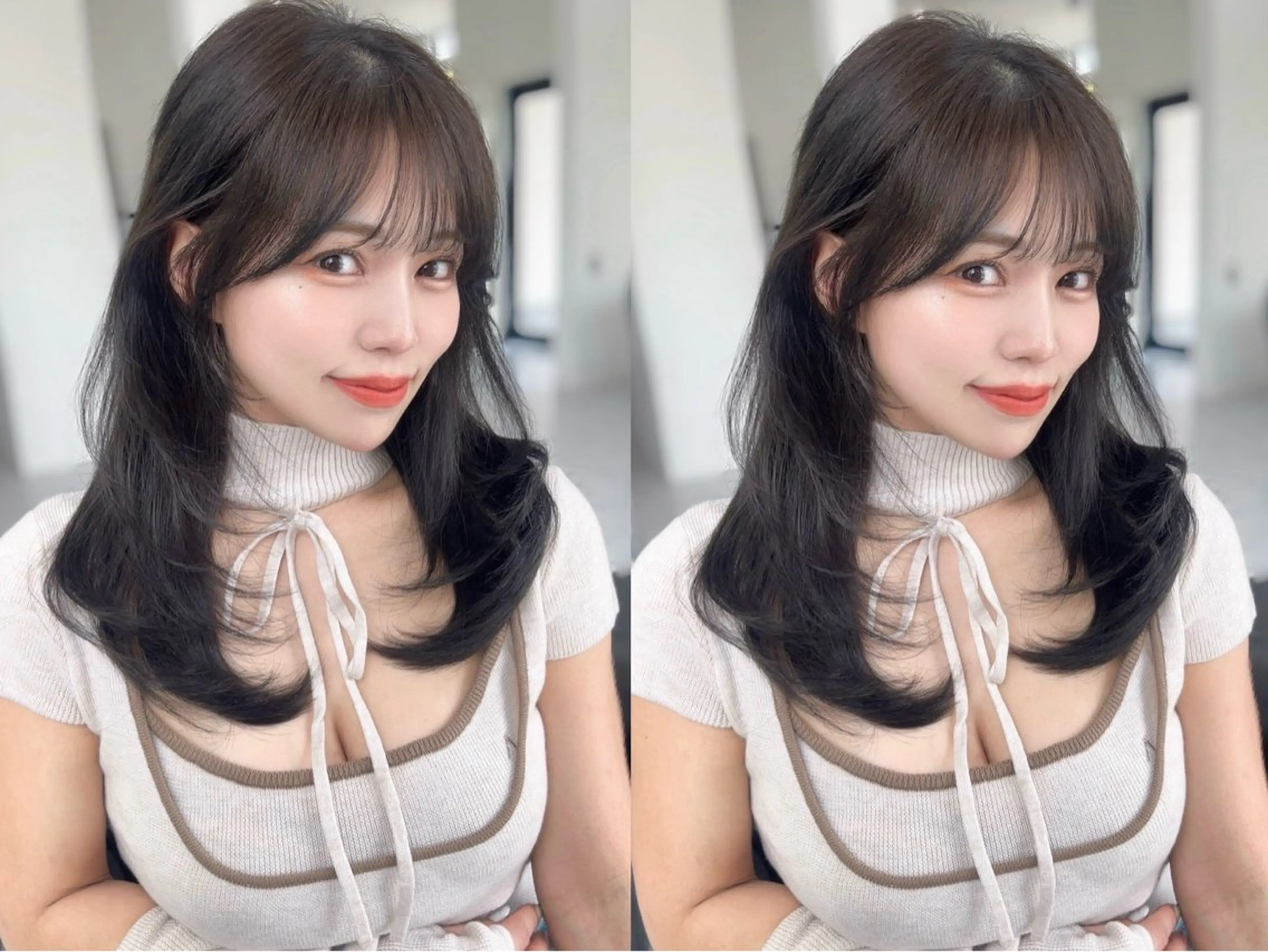 セミロング カット トリートメント 韓国ヘア　野々山 ゆうとのヘアスタイル