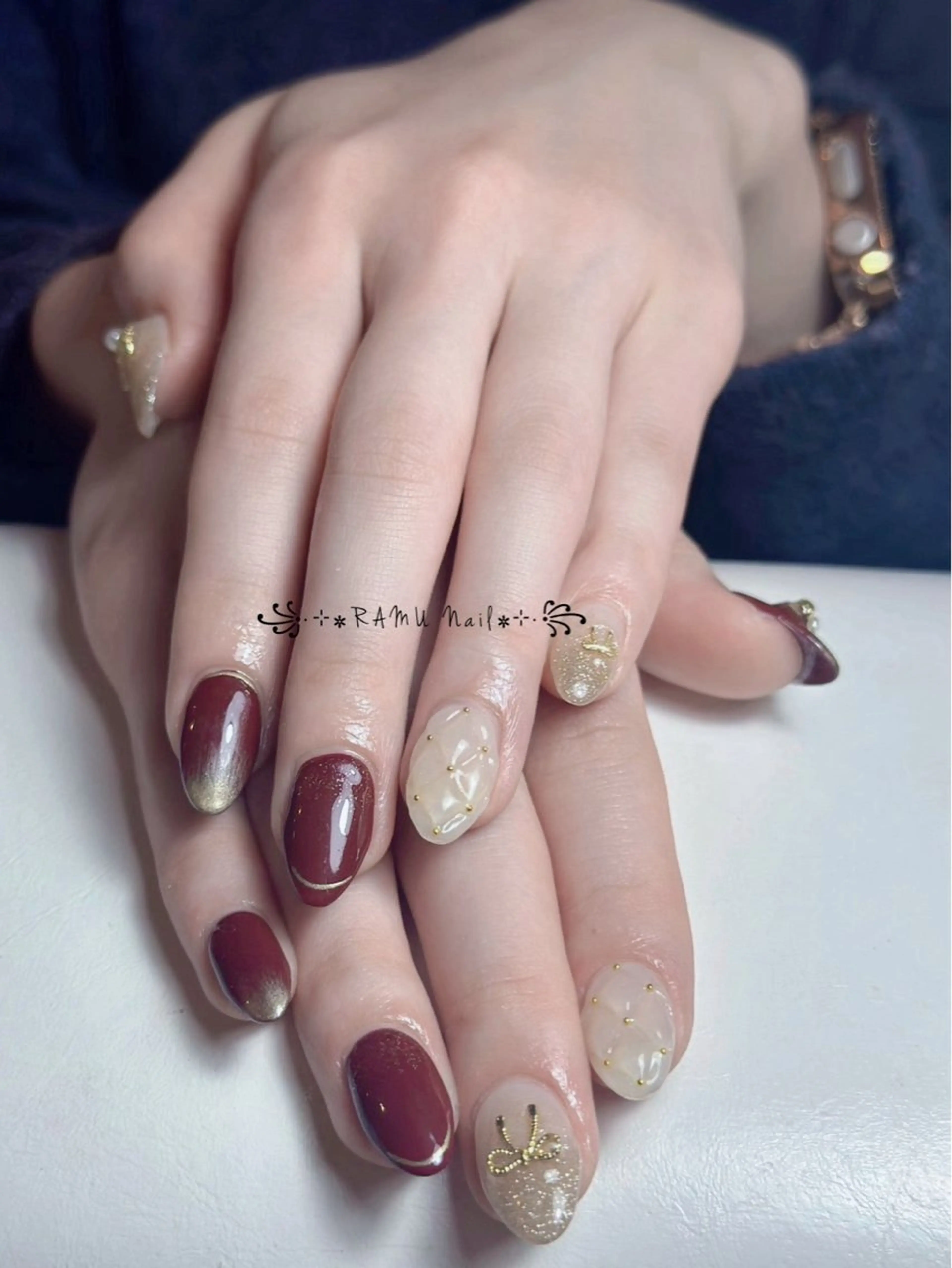 ネイル チークネイル フレンチネイル グラデーション キラキラネイル 韓国ネイル ハンドネイル RAMU Nail 池 袋 店所属・RAMU_Nail 池袋店のネイルデザイン