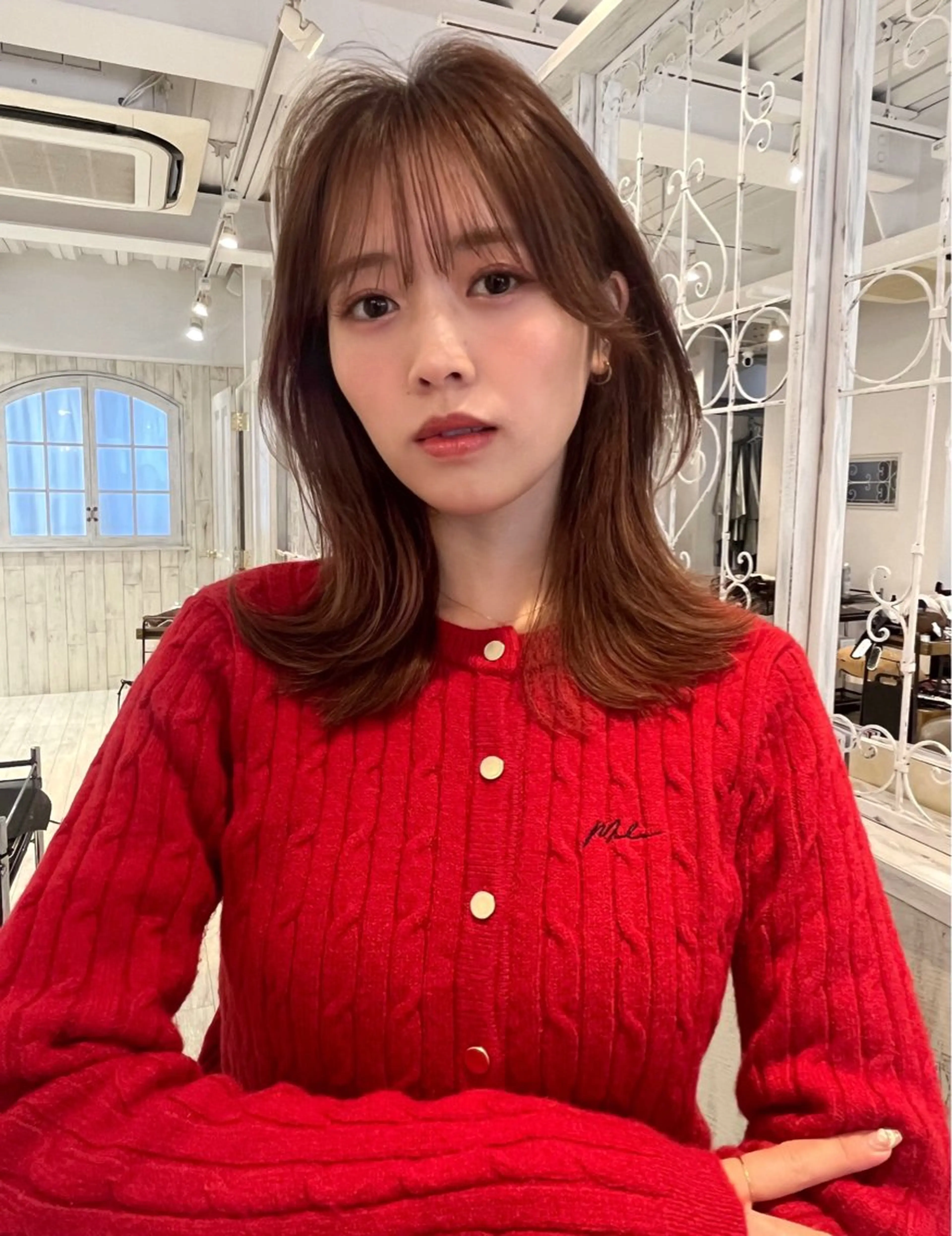 セミロング カラー ブラウンカラー モカブラウン くびれヘア 顔まわりレイヤー 韓国風ヘア カット ヘアカラー トリートメント 【韓国ヘア×透明感 カラー】笹谷 莉未のヘアスタイル