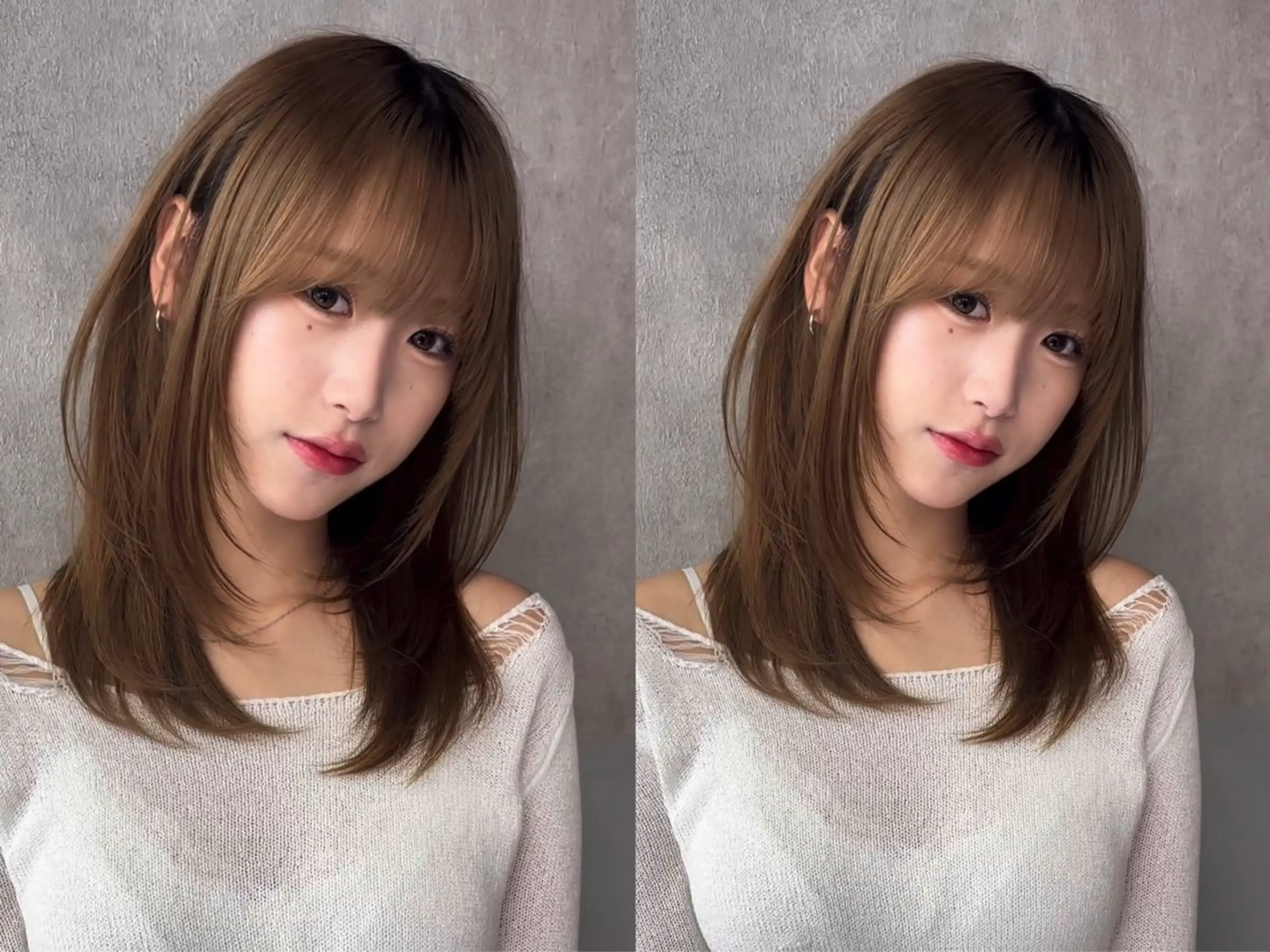 セミロング カット ヘアカラー トリートメント 韓国🇰🇷レイヤー 透明感/秀瑛🩶のヘアスタイル