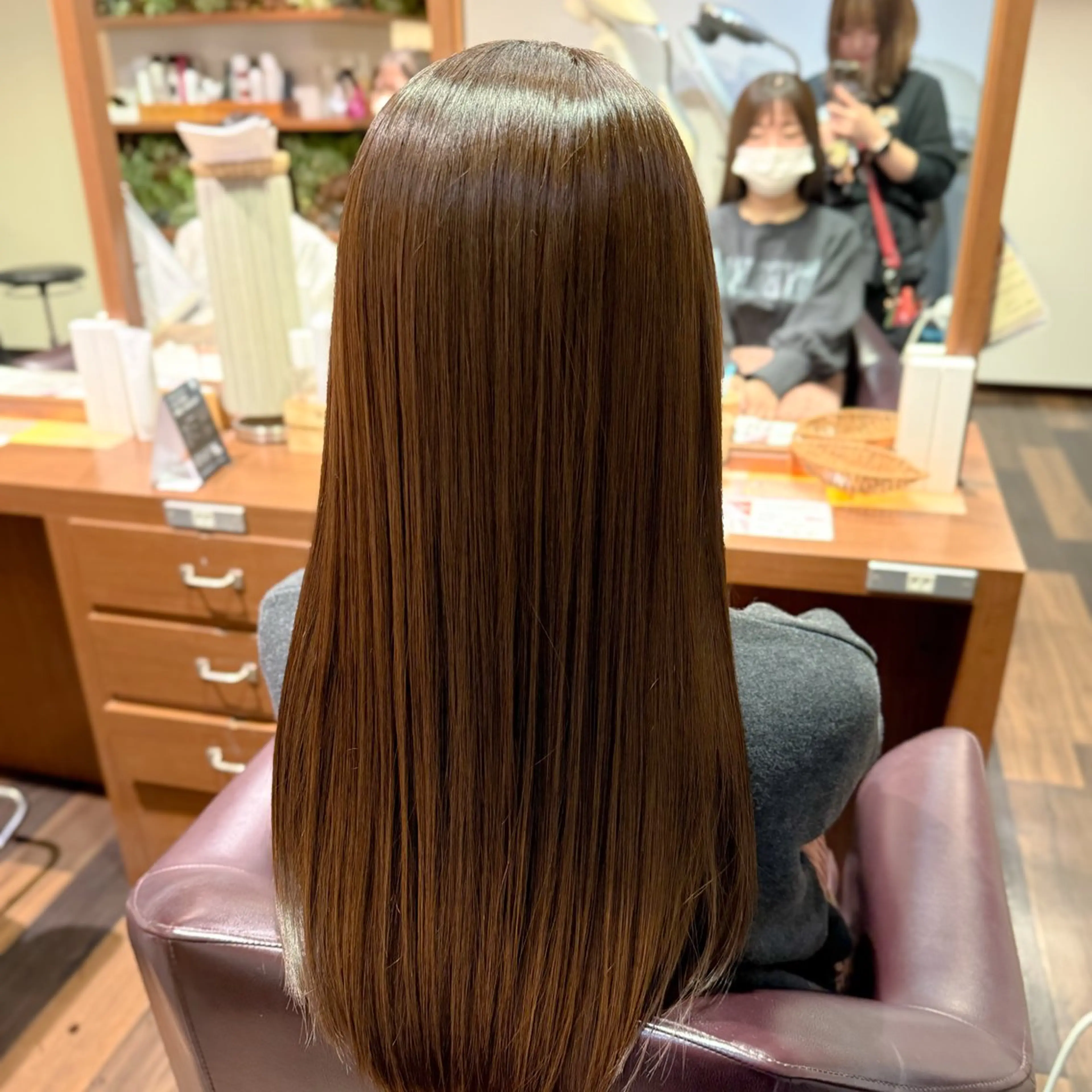 ロング カット 縮毛矯正 なかやま みおのヘアスタイル
