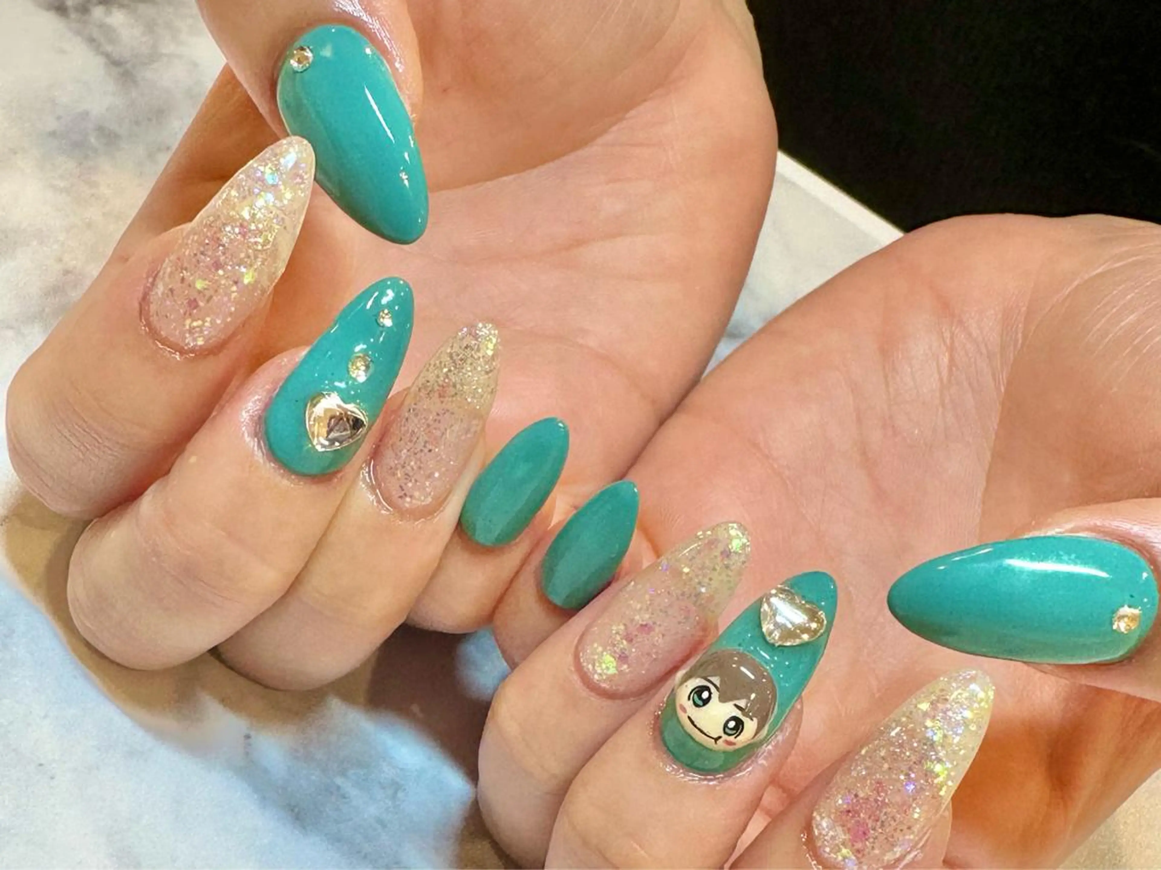 ネイル ロングネイル メンズネイル 持ち込み スカルプネイル ハンドネイル Bianca名駅 🪼店長sagawaのネイルデザイン