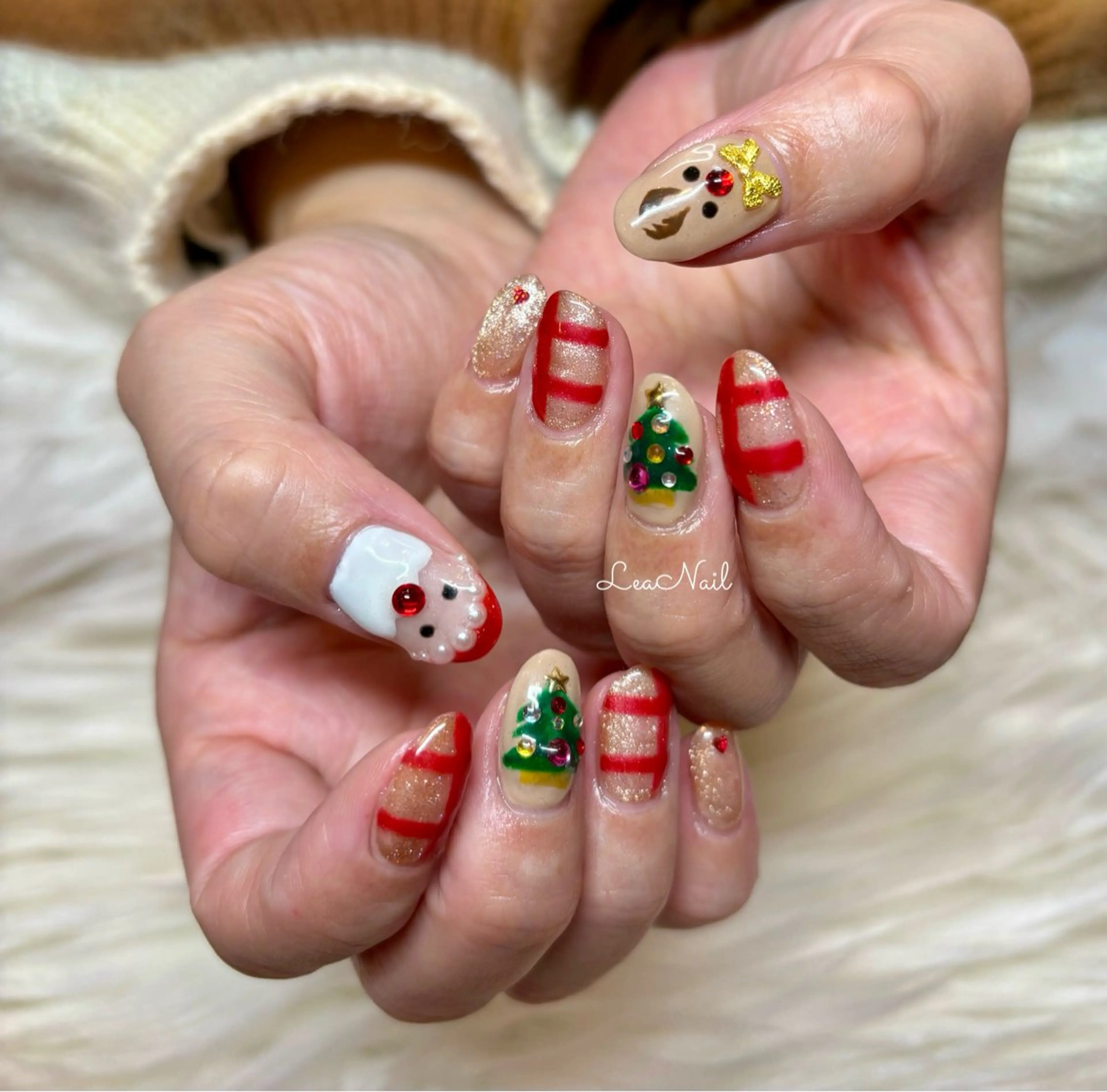 ネイル 持ち込み 冬ネイル クリスマス Lea Nailのネイルデザイン