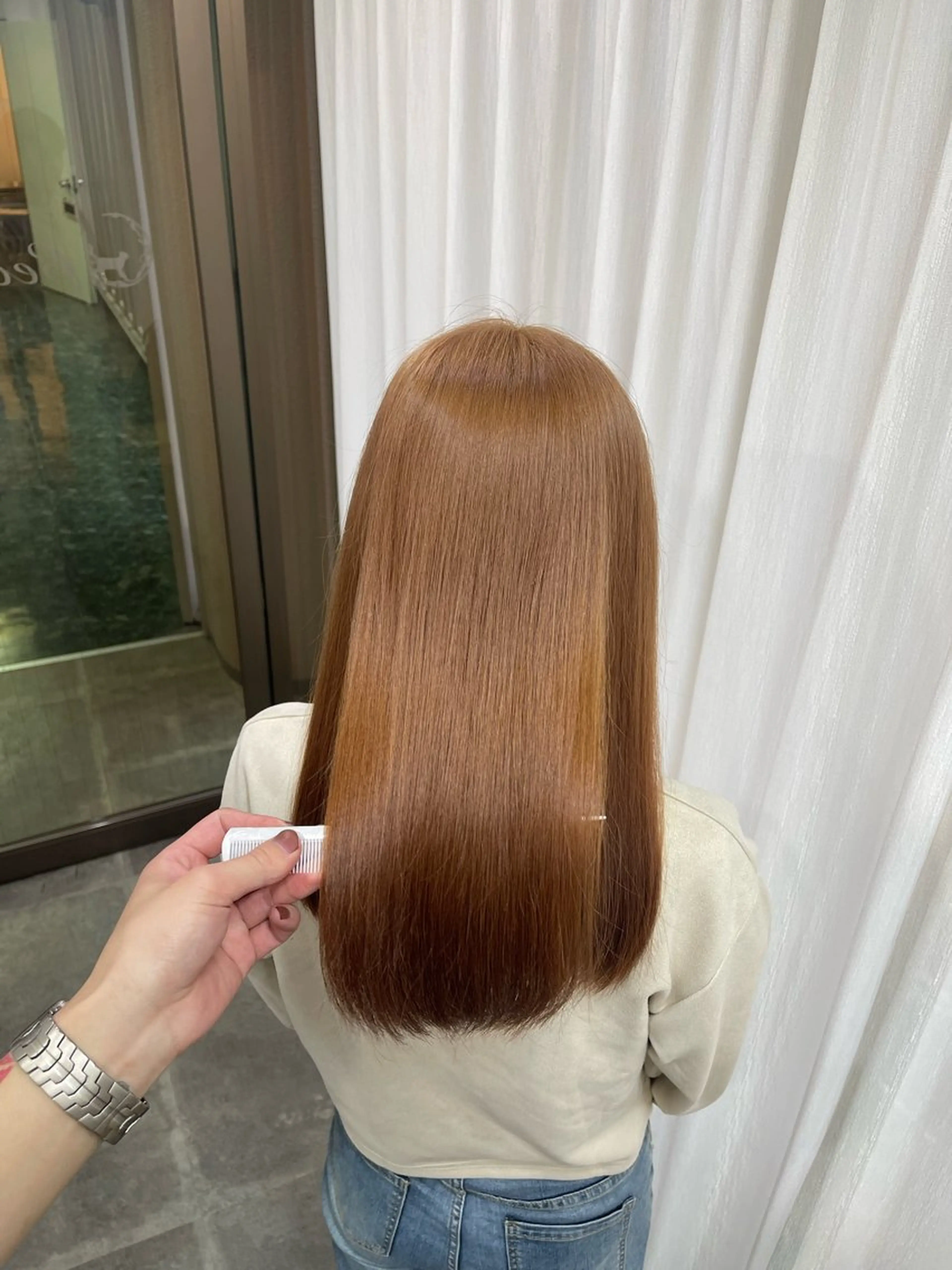 セミロング カラー ベージュカラー ブリーチ ブラウンカラー ブラウンベージュ ケアブリーチ カット ヘアカラー SOYON西大寺店所属・ダブルカラー/ 髪質改善💎安藤のヘアスタイル