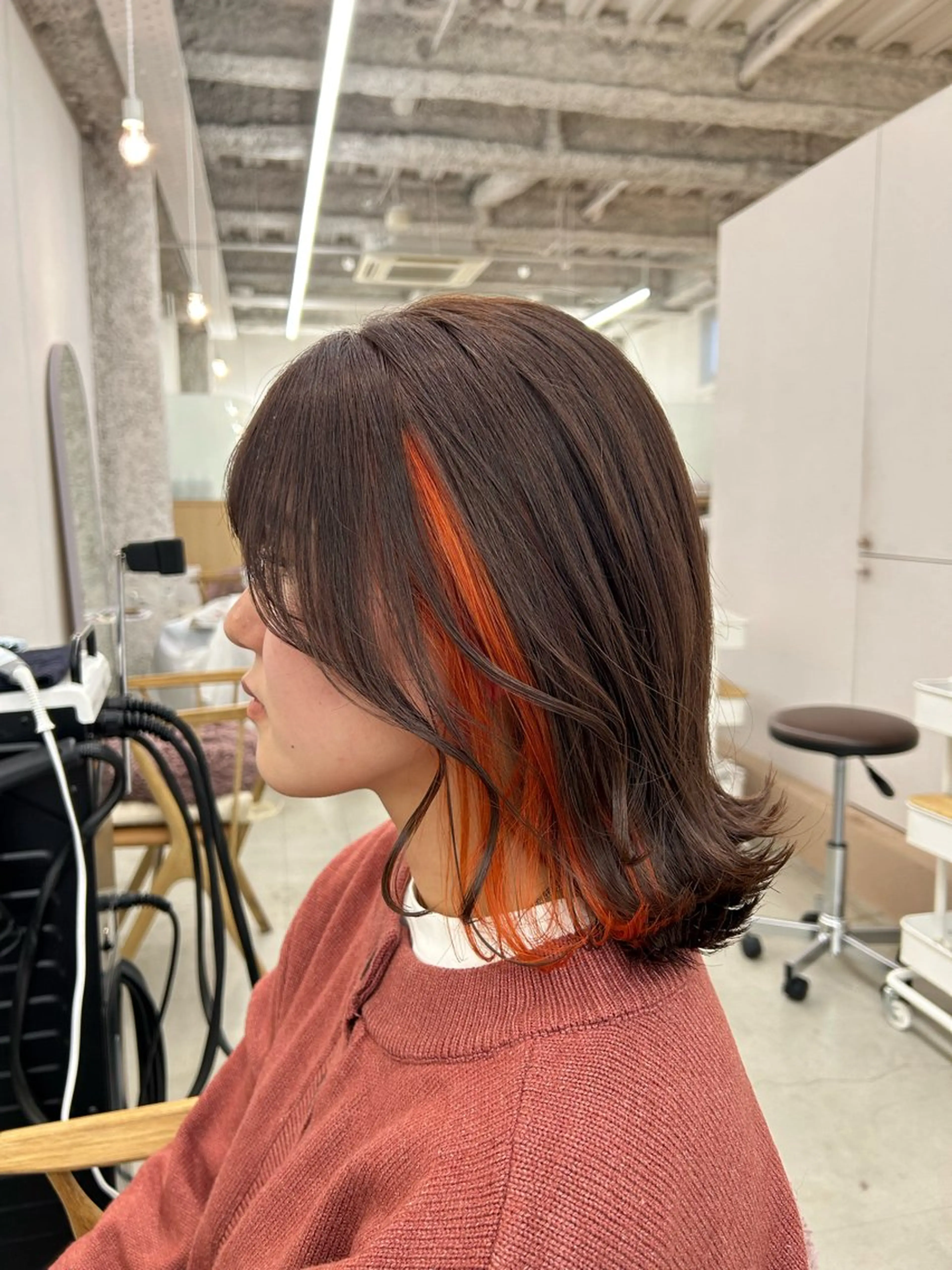 ミディアム カット ヘアカラー トリートメント 名古屋/伏見/花屋 併設/不破新のヘアスタイル