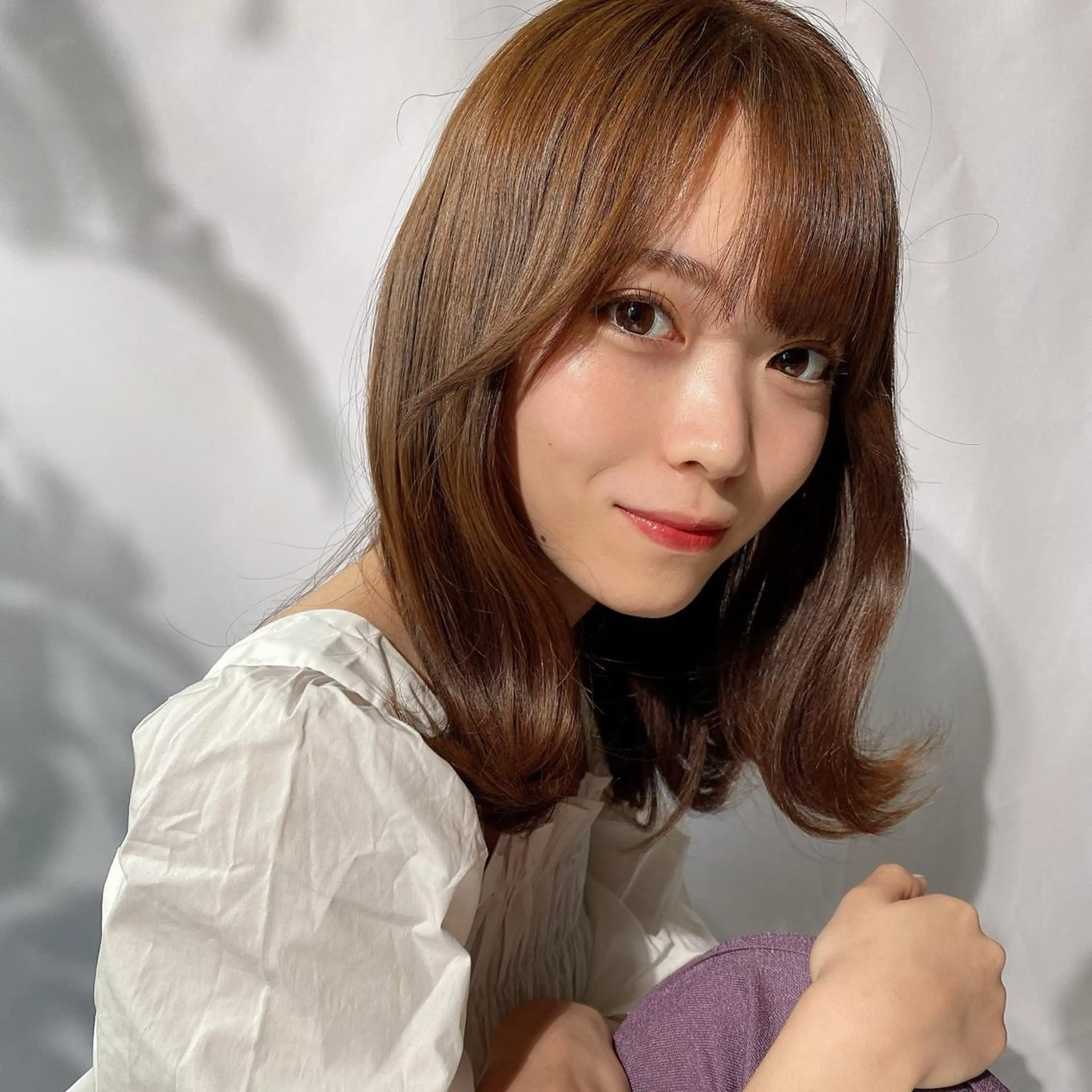ミディアム カット ヘアカラー トリートメント 🧡くびれヘア/前髪 顔周り🧡久原結衣のヘアスタイル