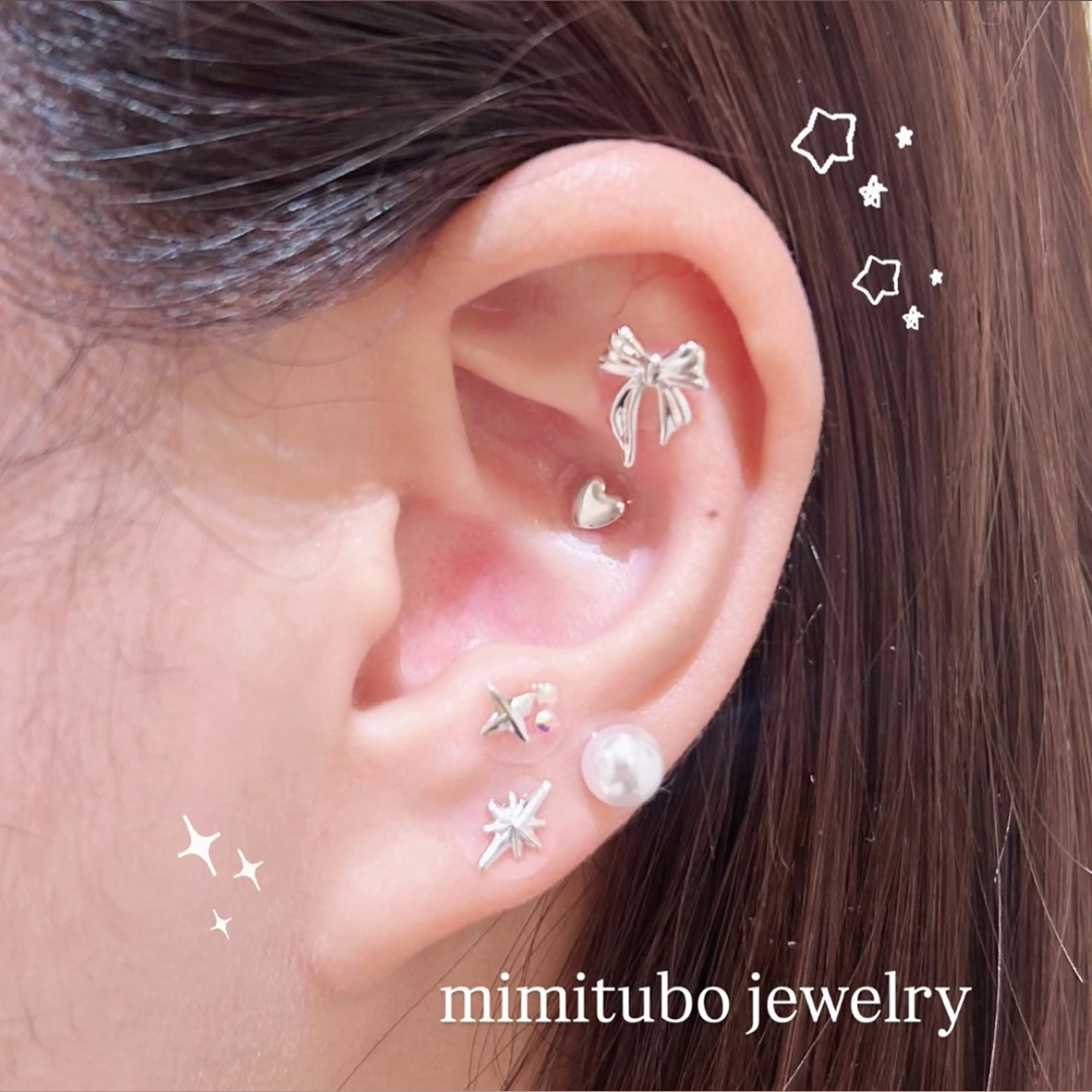 【初めての方にも◎】左右10粒キラっとかわいい耳つぼジュエリー💠の写真