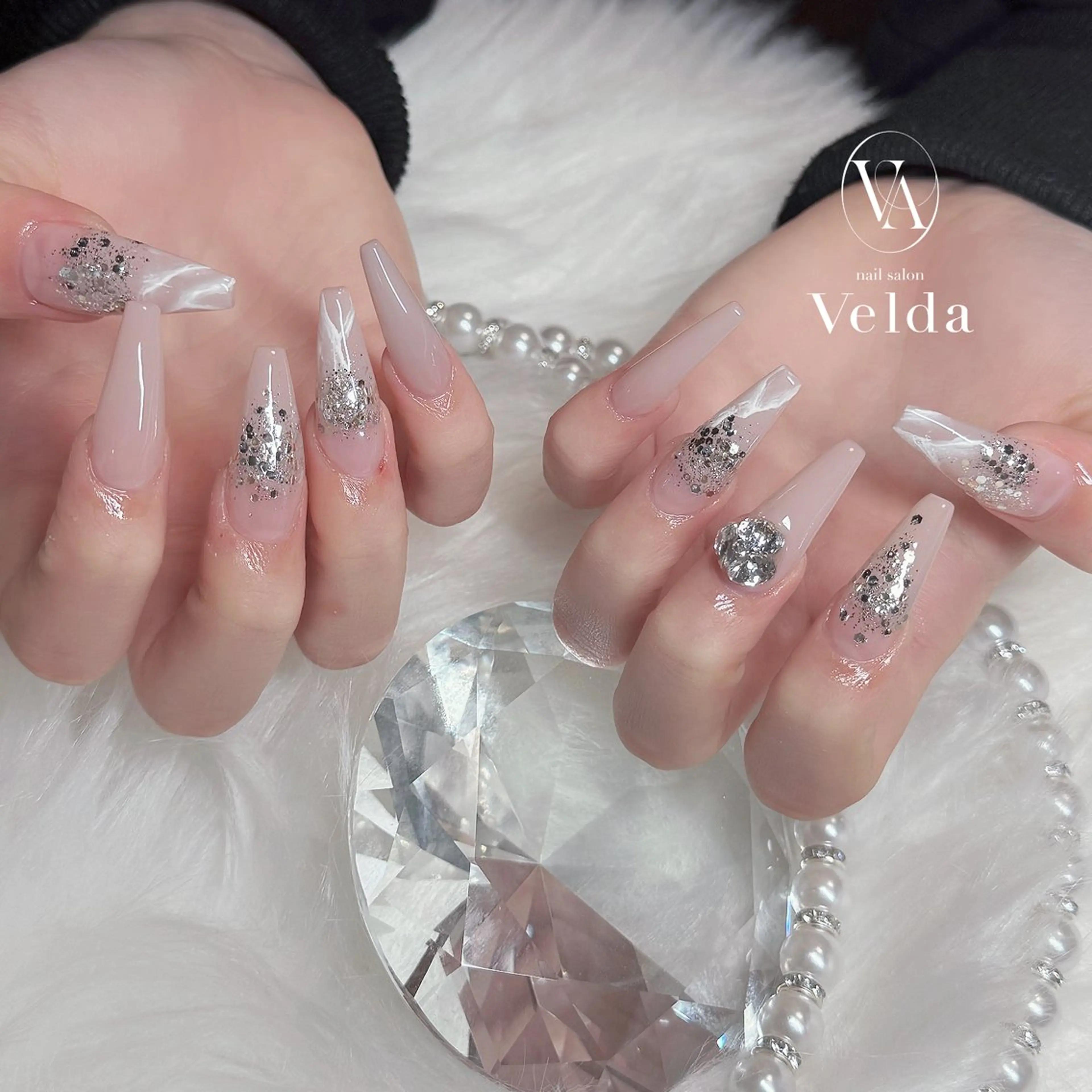 ネイル 大理石ネイル(マーブル) ワンカラーネイル 💎スカルプ💎 Velda(ベルダ)のネイルデザイン