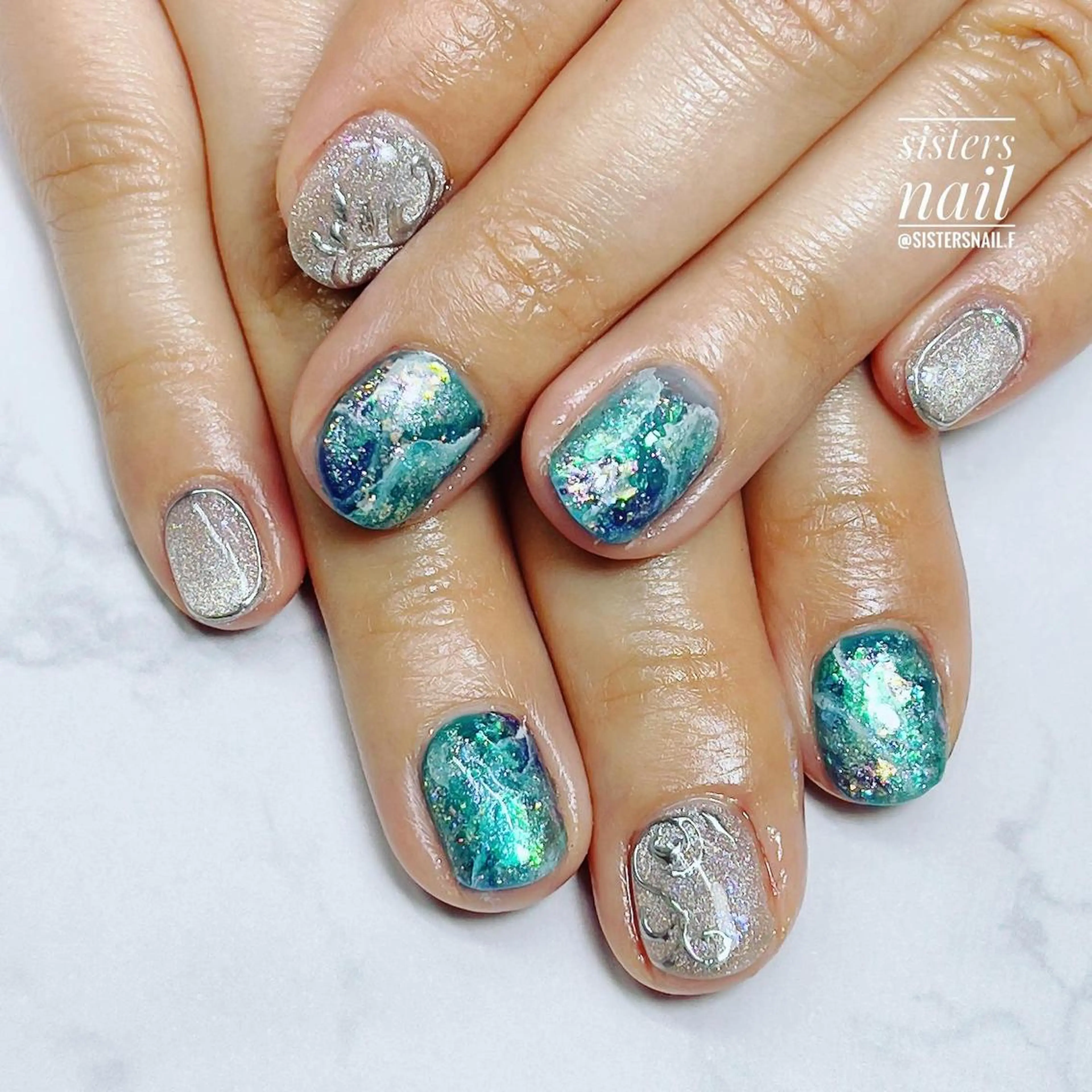 ネイル アートネイル クリアネイル キラキラネイル ラメ(グリッター) マグネットネイル sisters nail.fのネイルデザイン