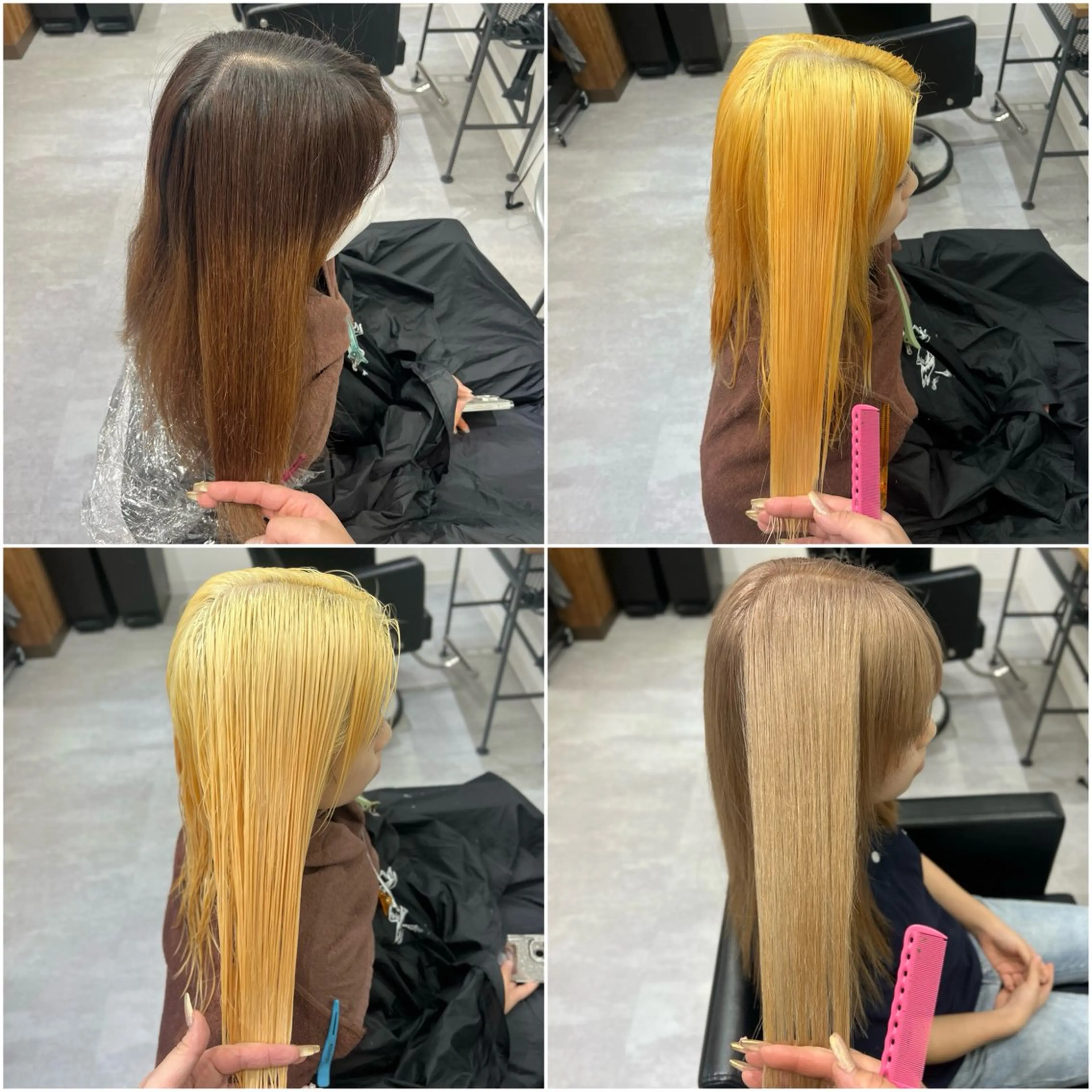 ロング カラー シールエクステ ベージュカラー ブリーチ 透明感カラー デザインカラー カットモデル募集 八王子/kyocoのヘアスタイル