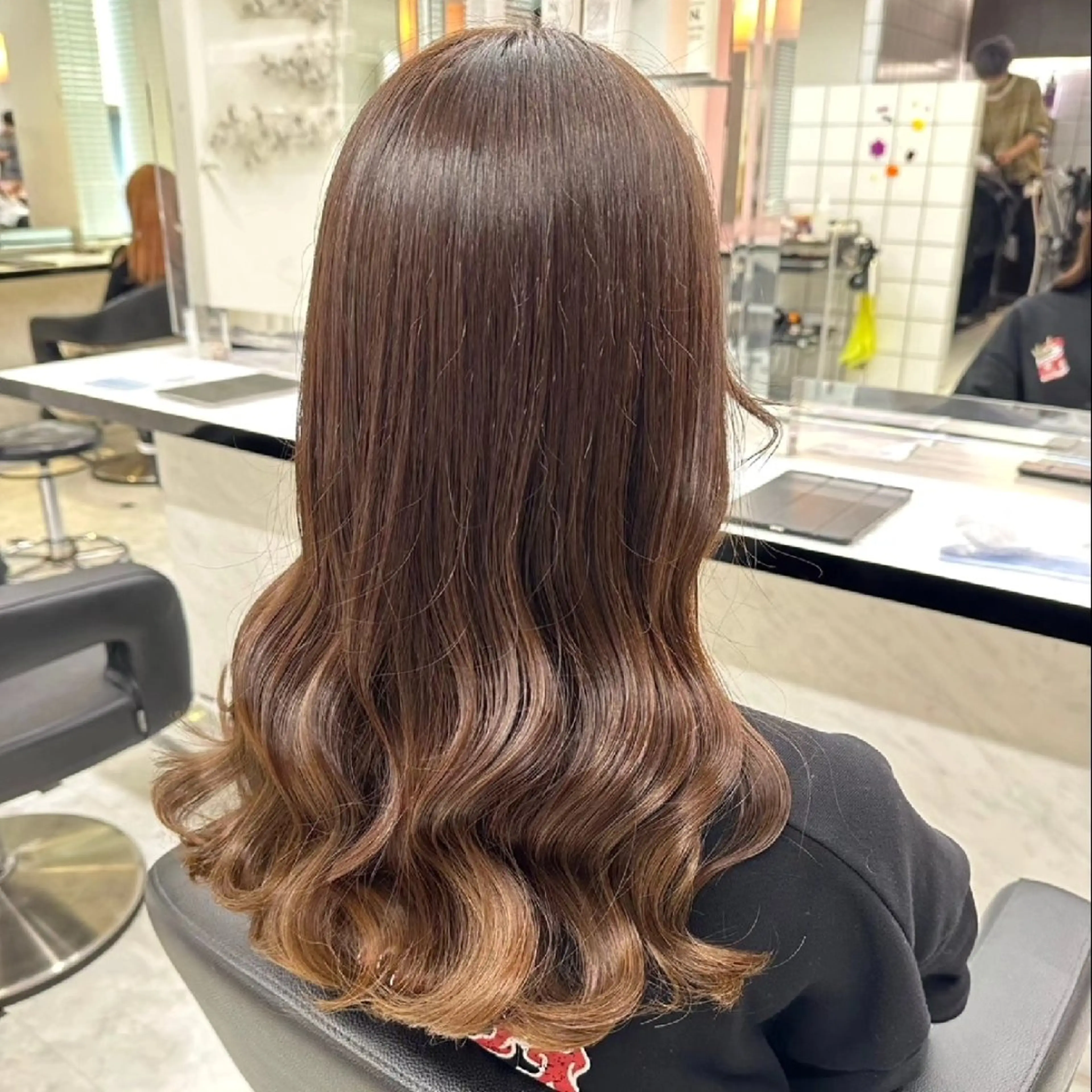 ロング カラー ヘアアレンジ ブラウンカラー 透明感カラー オレンジ ピンクカラー ロング 銀座/ショート/ メンズ/HINOKIのヘアスタイル