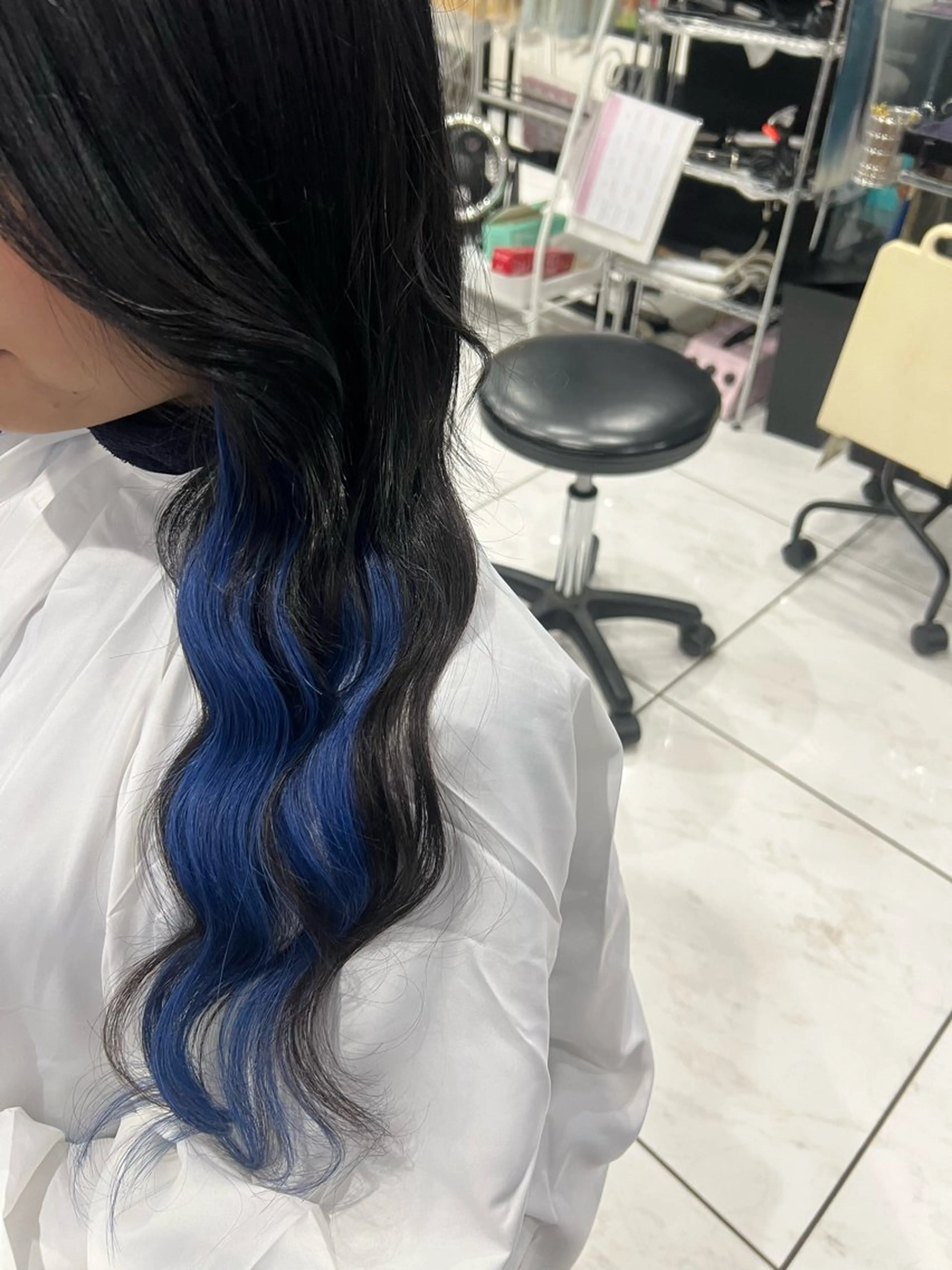 ロング カラー プルエクステ ブルーカラー インナーカラー エクステ ヘアカラー トリートメント エクステ YUDU🍊 germe/ジェルムのヘアスタイル
