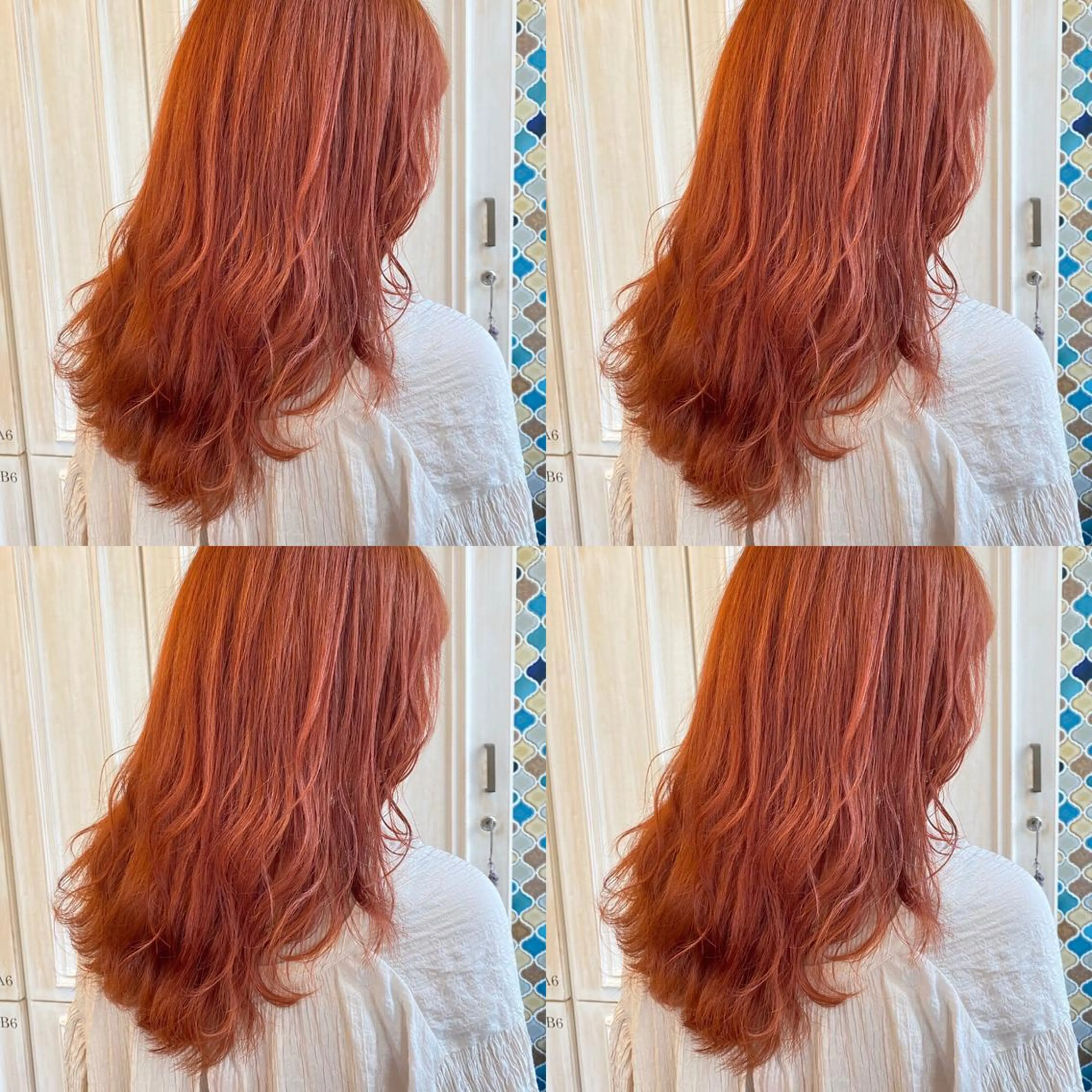 セミロング カラー ブリーチ ハイトーンカラー ハイトーンオレンジ オレンジ しゅうさん🍝 麻田秀太郎のヘアスタイル
