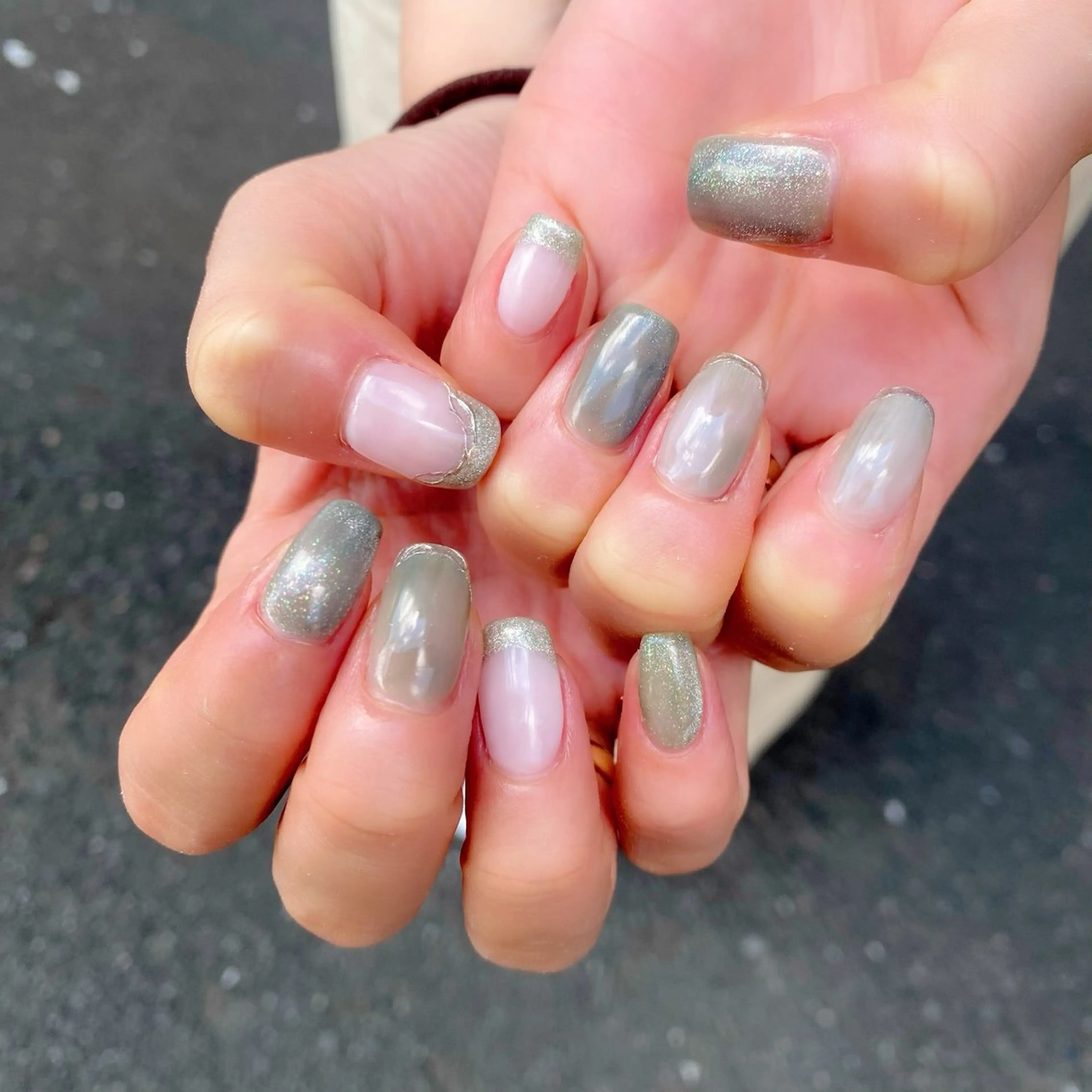 ネイル マグネットネイル ニュアンスネイル スクエアネイル Salon Ｋのネイルデザイン