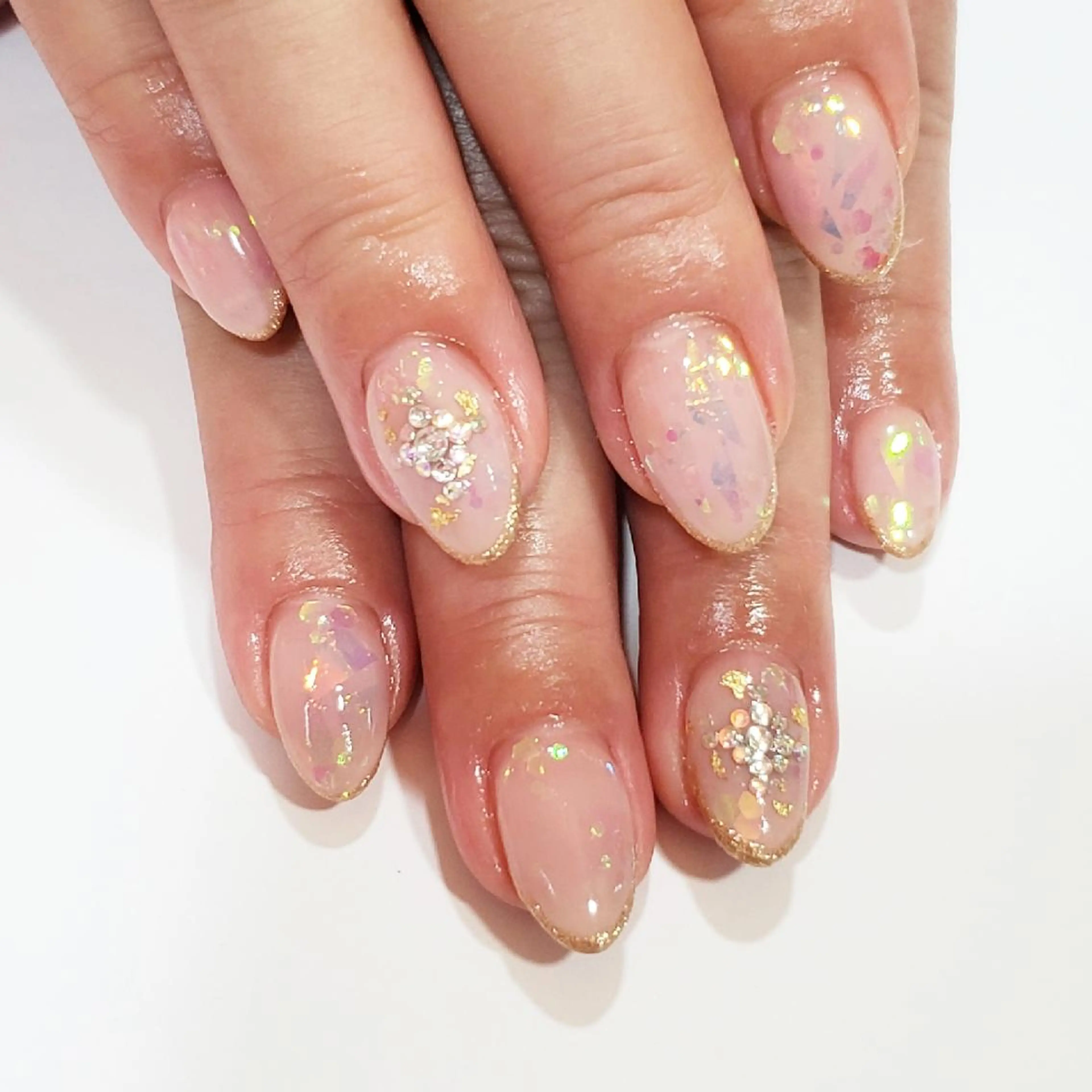 ネイル クリアネイル ホログラムネイル キラキラネイル ラメ(グリッター) ピンク liddell Usamiのネイルデザイン