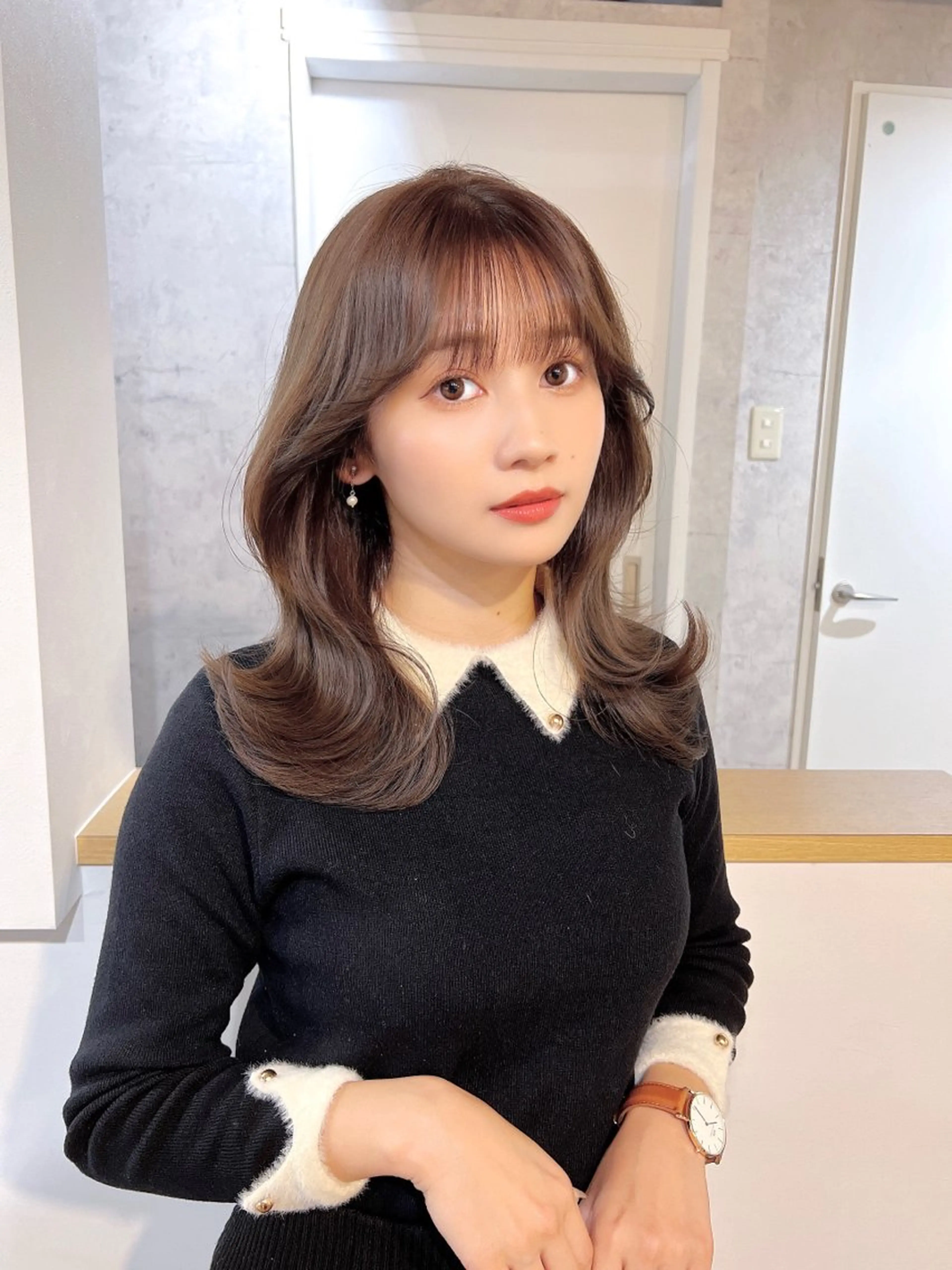 ミディアム カラー ヘアアレンジ カット ヘアカラー トリートメント ヘッドスパ レイヤー/韓国ヘア 💕田中将吾のヘアスタイル