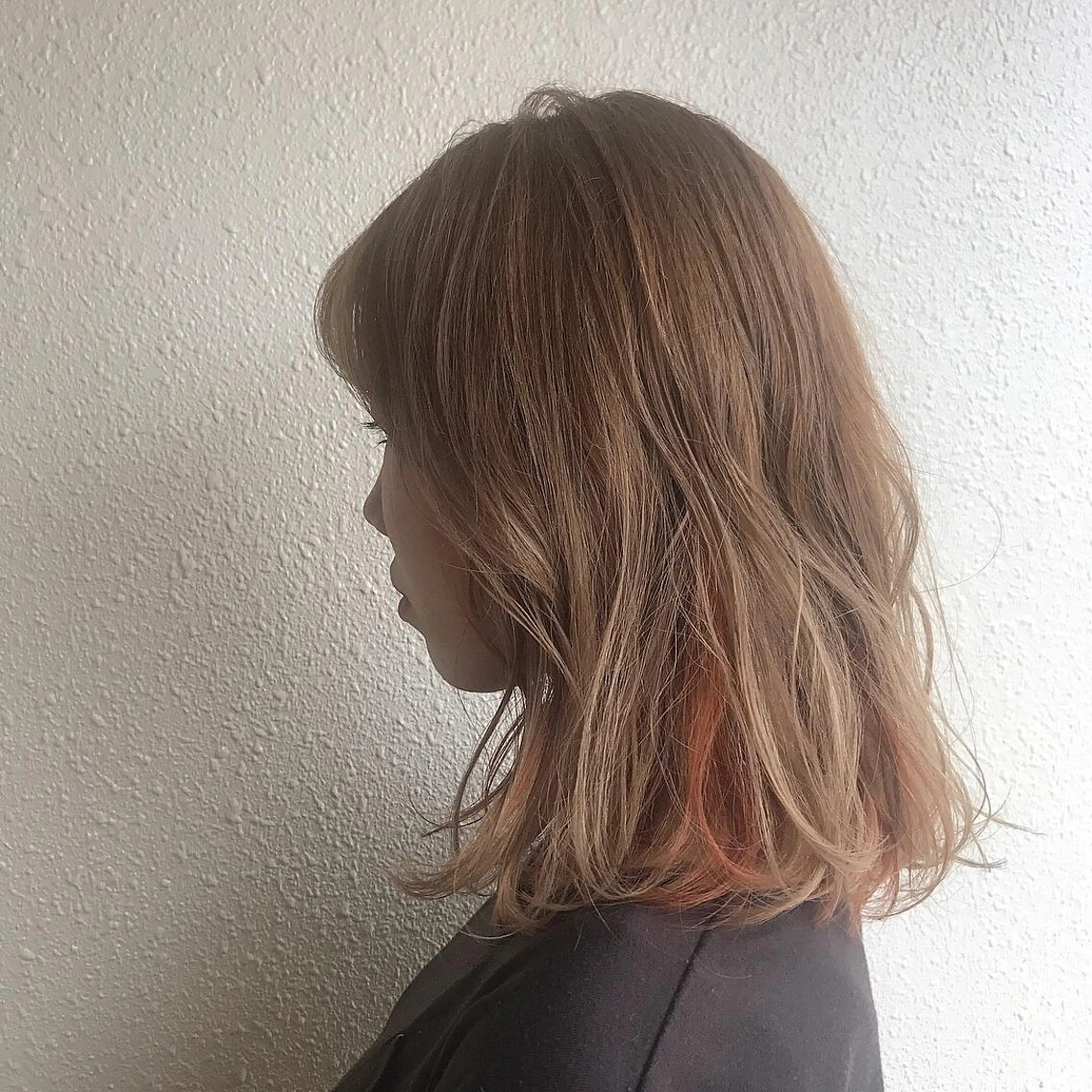 ミディアム カラー ベージュカラー ブリーチ 透明感カラー オレンジ emme エミィ/立川のヘアスタイル