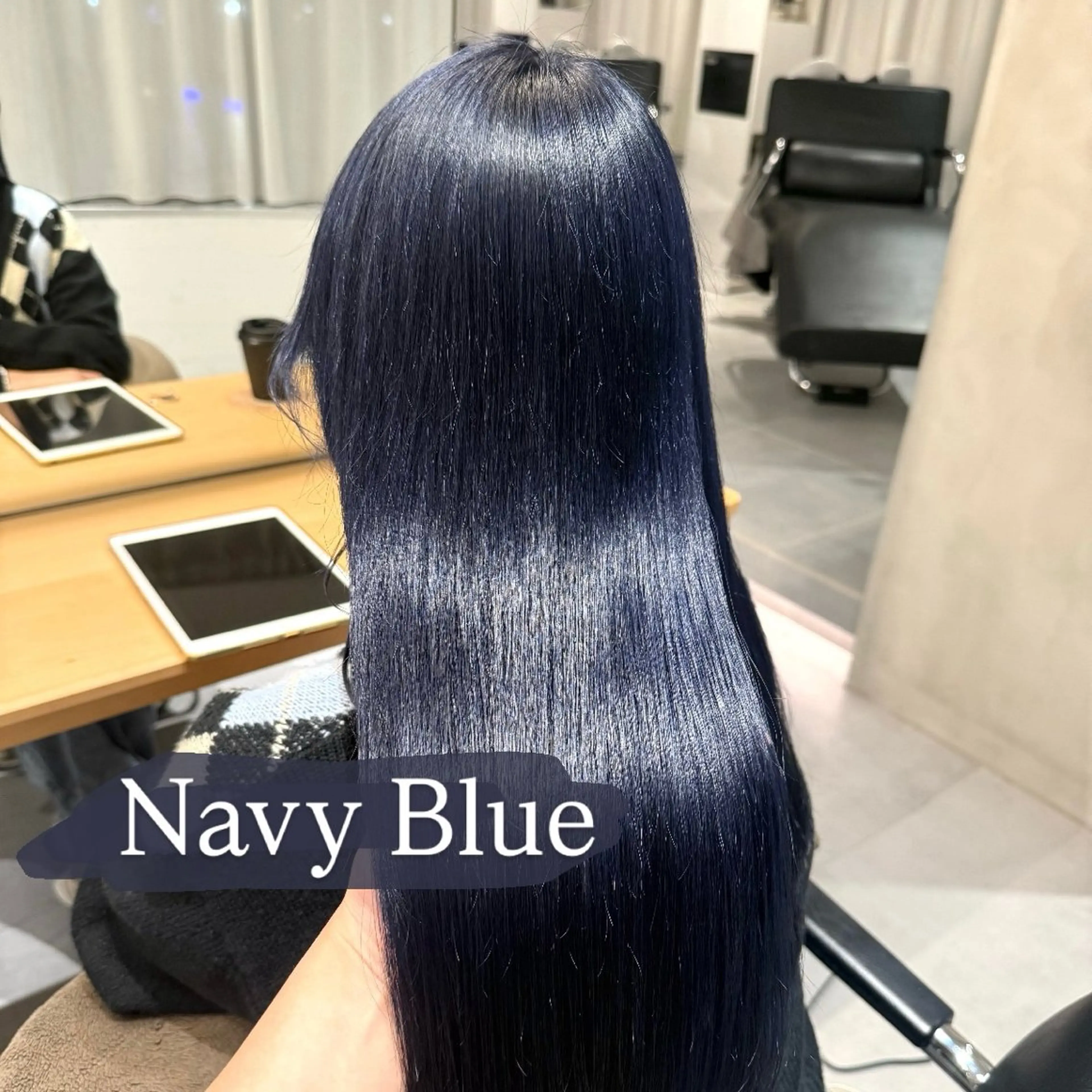 ロング カラー ブリーチ ネイビーカラー シルバー ヘアカラー トリートメント ツヤ髪/韓国ヘア 💎Nokaのヘアスタイル