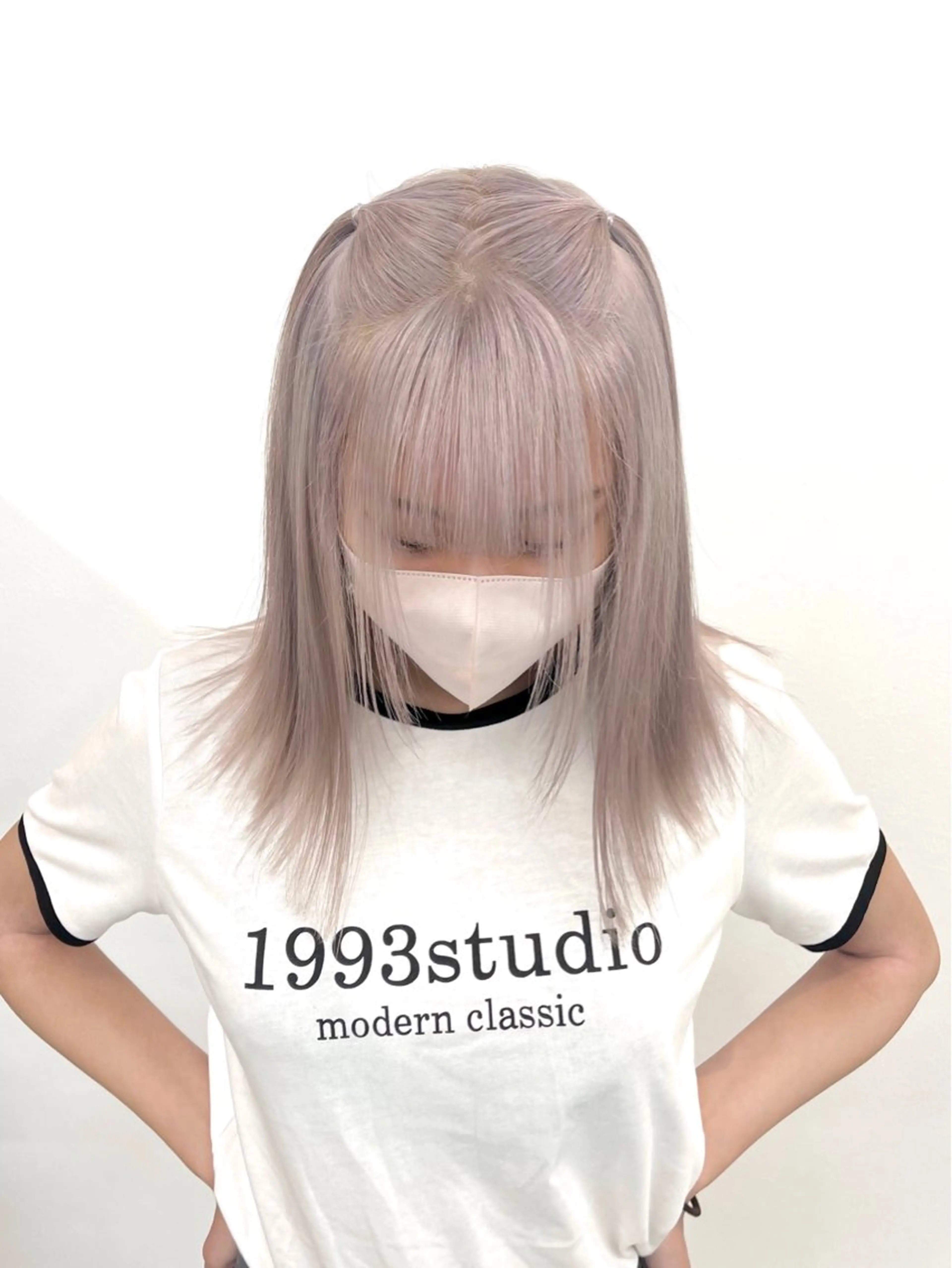 セミロング カラー パーマ ヘアアレンジ メンズ キッズ ネイル マツエク・マツパ アイブロウ ヘアカラー トリートメント ハイトーン/ピンク 💗モモ໒꒱のヘアスタイル